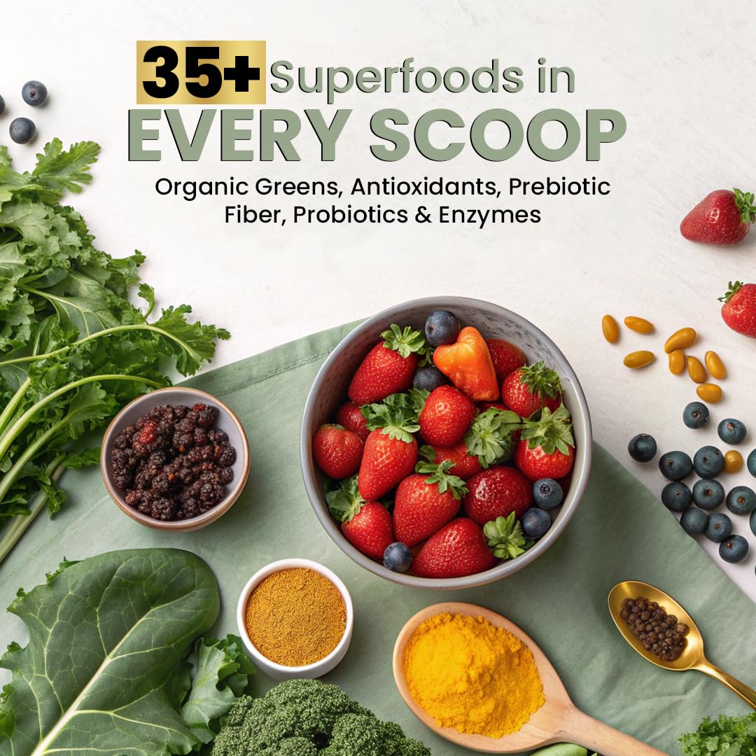 Superfood Reds & Greens Powder - 11.64 oz, Prebiotics & Probiotics for Digestive Health, Super Greens Powder with Ashwagandha for Gut Health, Immunity, Antioxidants, Peacock Max buy supplements canada