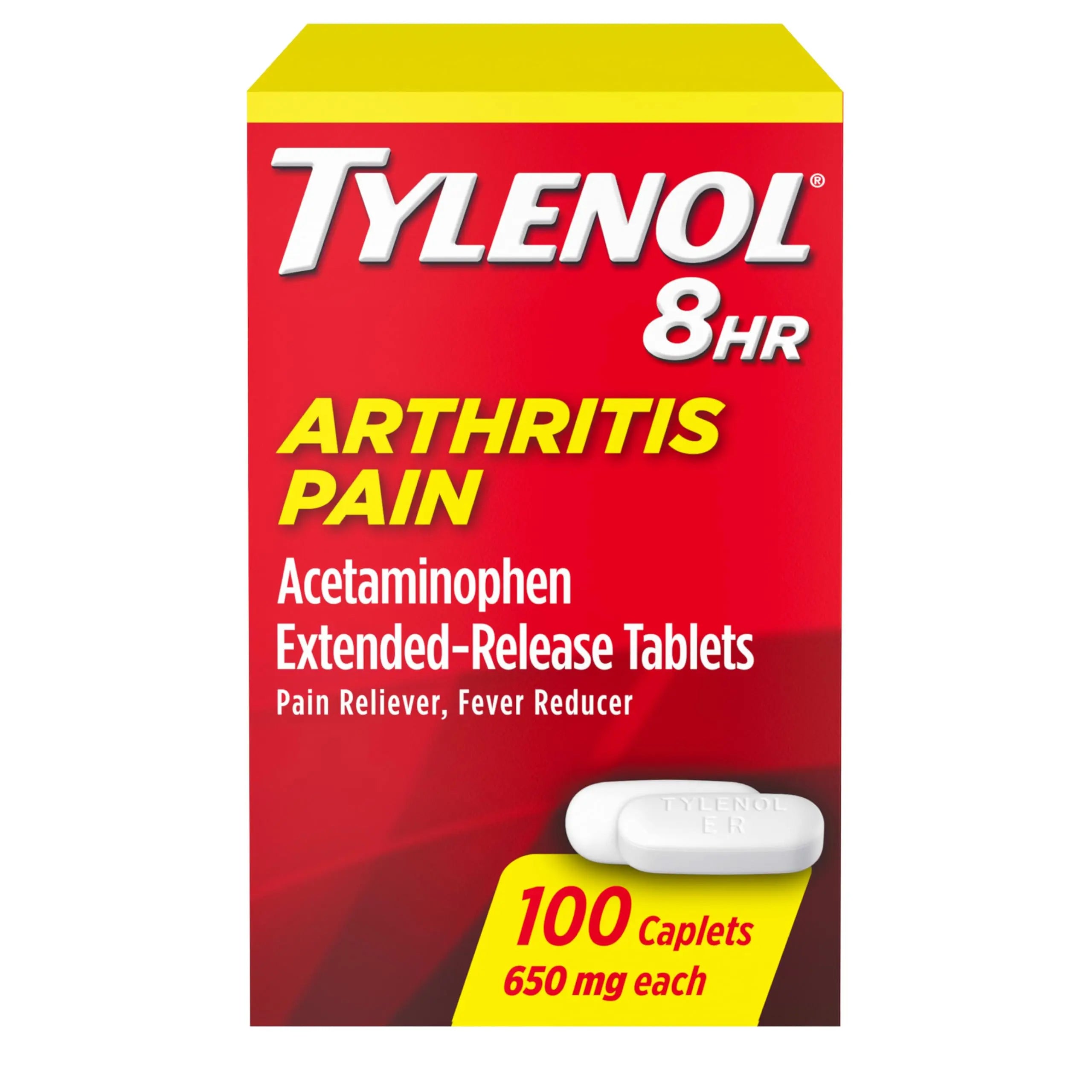 Tylenol 8HR Arthritis Pain Relief Caplets, Fast, Strong Pain Relief, 650 mg Acetaminophen for Minor Arthritis & Joint Pain, Fever Reducer, Extended Release, Won't Irritate Stomach, 100 Count Tylenol buy supplements canada