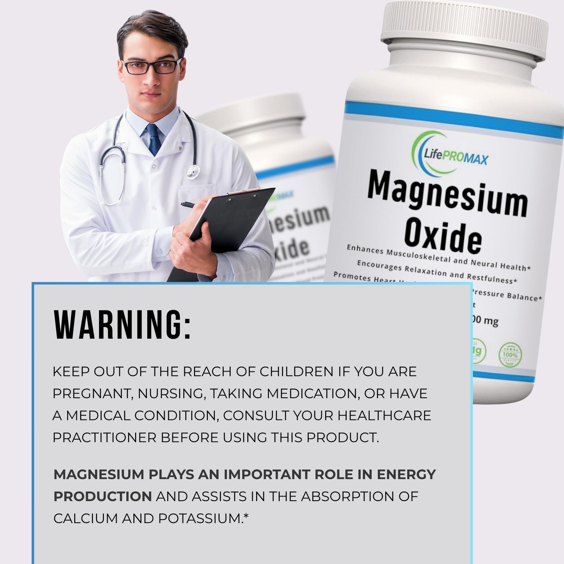 Magnesium 400mg [High Potency] Supplement – Magnesium Oxide for Immune Support, Muscle Recovery, Leg Cramps and Relaxation 120 Tablets LifePROMAX buy supplements canada
