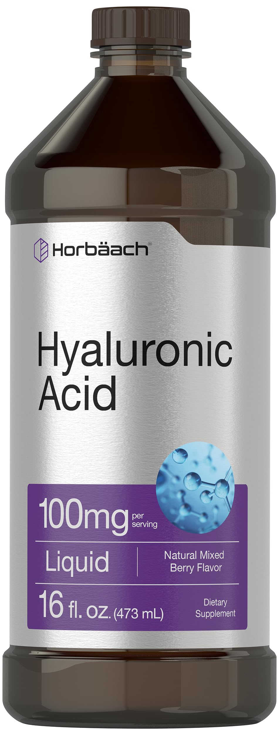 Liquid Hyaluronic Acid Supplement | 100 mg | 16 oz | Mixed Berry Flavor | Non-GMO Horbäach buy supplements canada