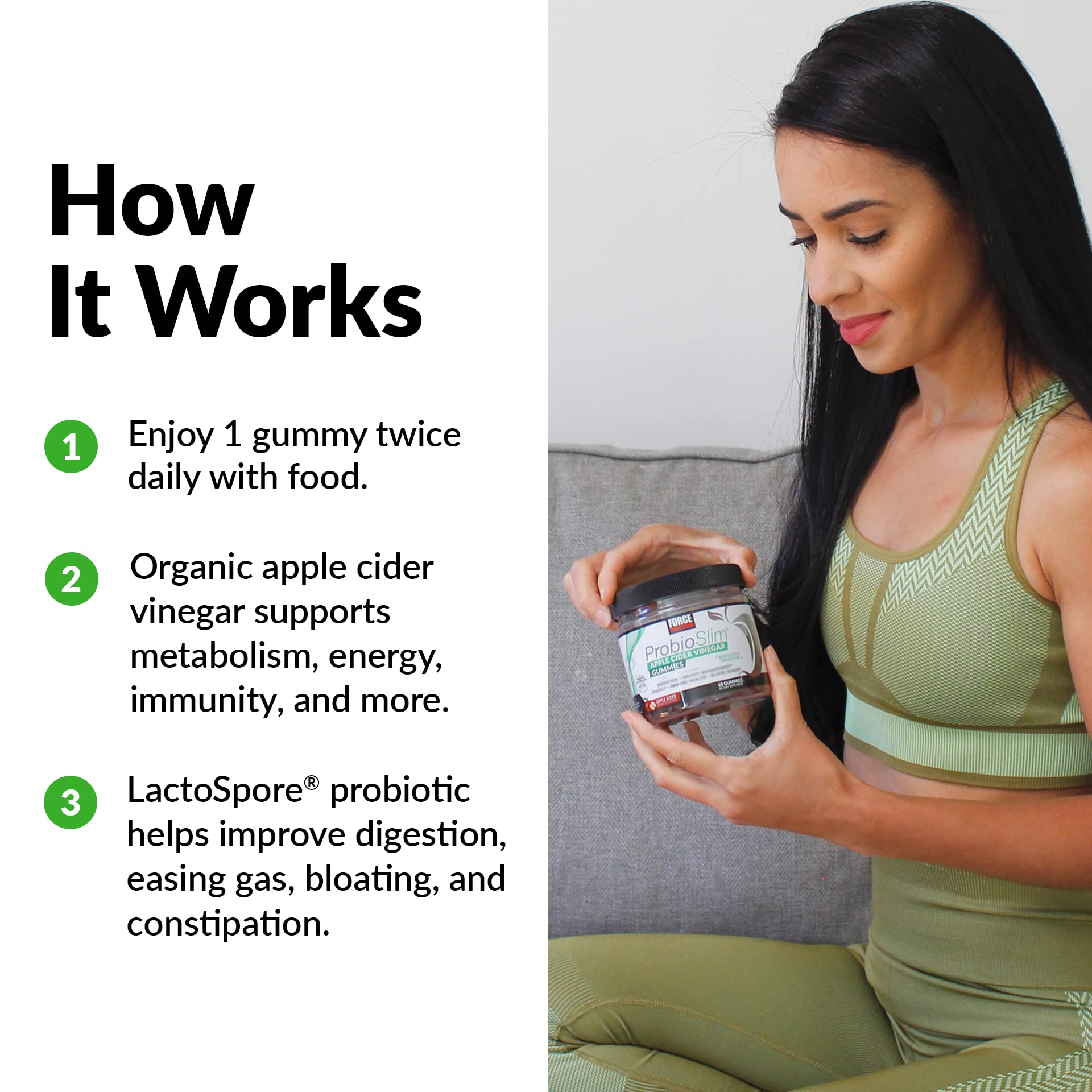 FORCE FACTOR ProbioSlim Apple Cider Vinegar Gummies Organic LactoSpore Prebiotics Force Factor buy supplements canada