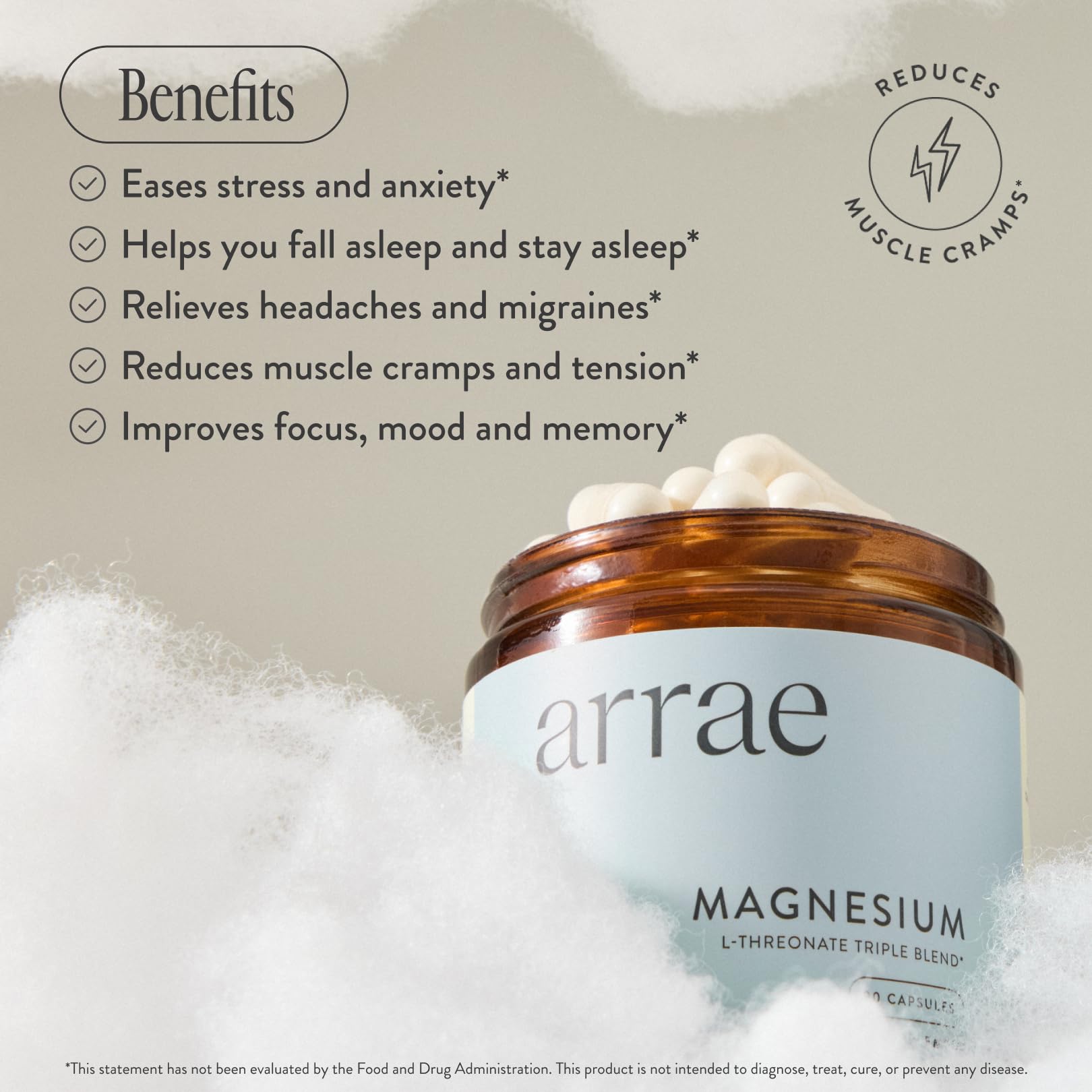 Arrae Magnesium Supplement, Magnesium Glycinate, Citrate & L-threonate, 250 mg, Support Mood, Sleep, Nerves, and Muscles,90 Capsules Arrae buy supplements canada