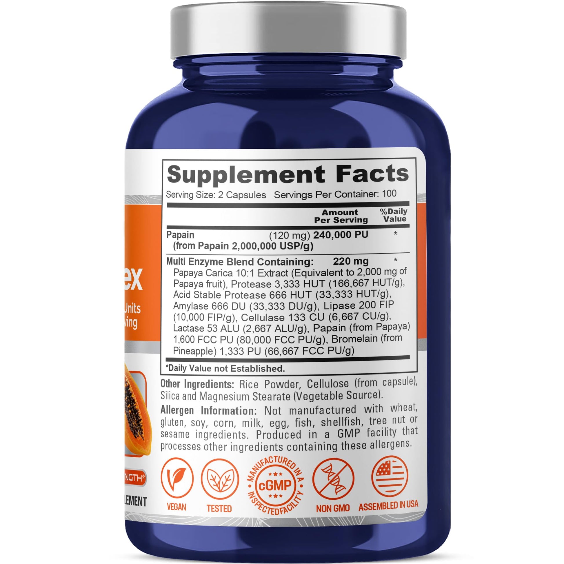 NusaPure Papaya Papain Enzyme Complex 240,000 PU - 200 Veggie Caps - Suitable for Vegetarian, Vegan Non-GMO NusaPure buy supplements canada