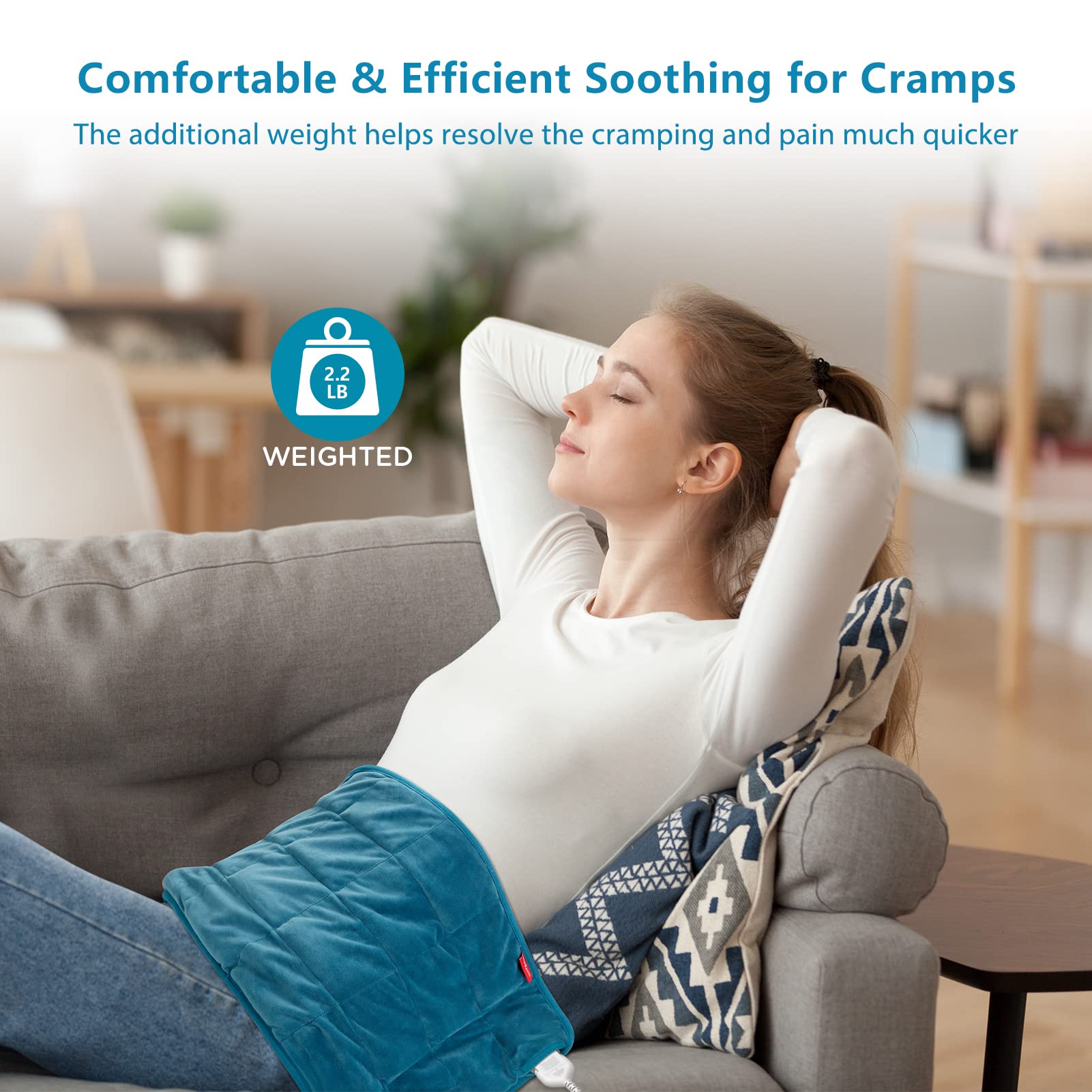 Comfytemp Full Weighted Heating Pad for Back Pain & Cramps Relief, 2.2lb Large Electric Comfytemp buy supplements canada