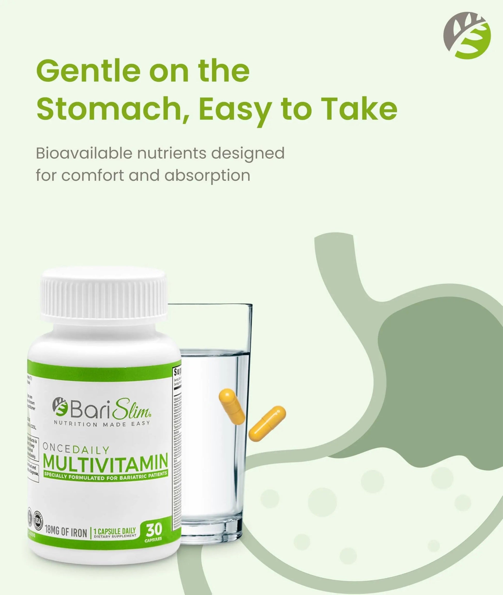 BariSlim Once Daily Bariatric Multivitamin Capsule - 18mg of Iron - Bariatric Vitamin & Supplement for Post Surgery Including Gastric Bypass BariSlim buy supplements canada