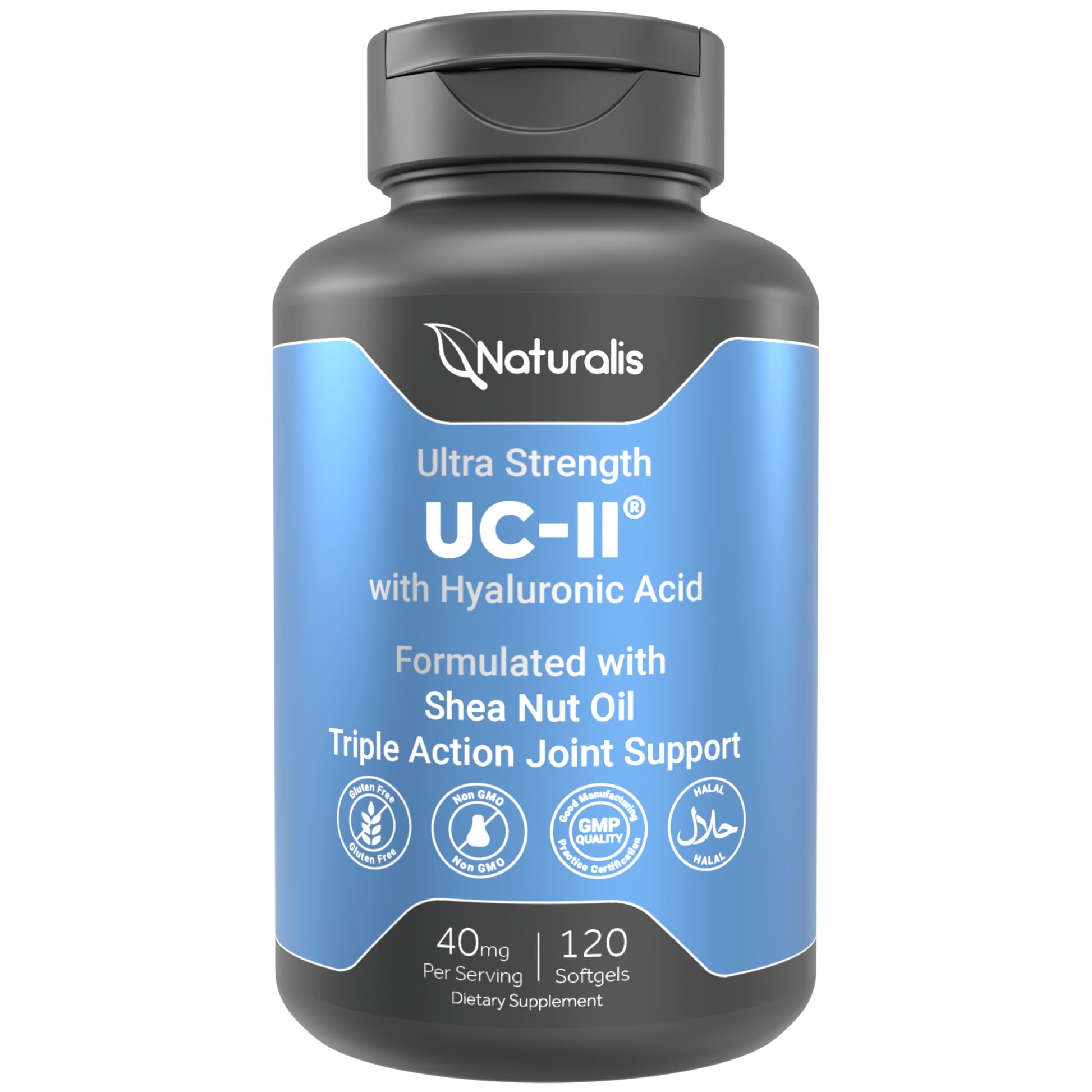 Naturalis UC-II 40 mg with Hyaluronic Acid and Shea Nut Oil | Enhanced Undenatured Type II Collagen for Better Joint Health, Mobility & Flexibility Naturalis buy supplements canada