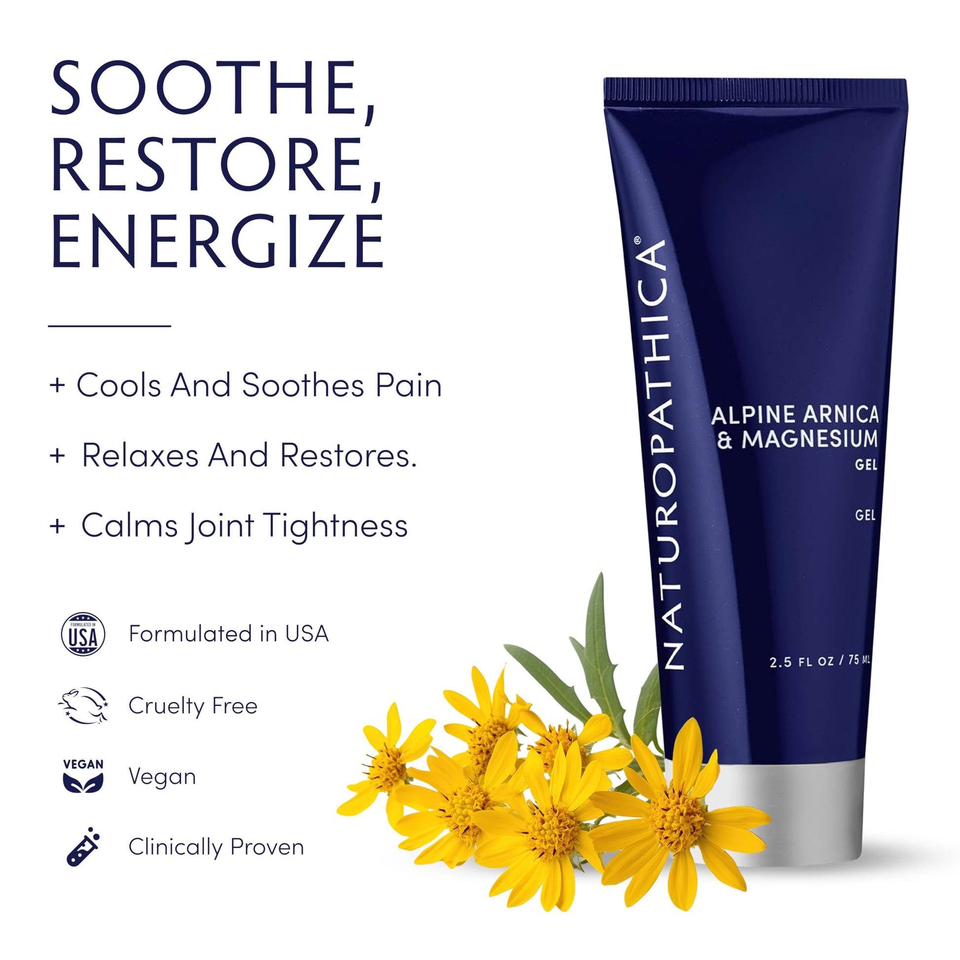 Naturopathica Alpine Arnica & Magnesium Gel, Cooling Massage Gel with Menthol for Muscle Discomfort and Relaxation, 2.5 fl oz Naturopathica buy supplements canada