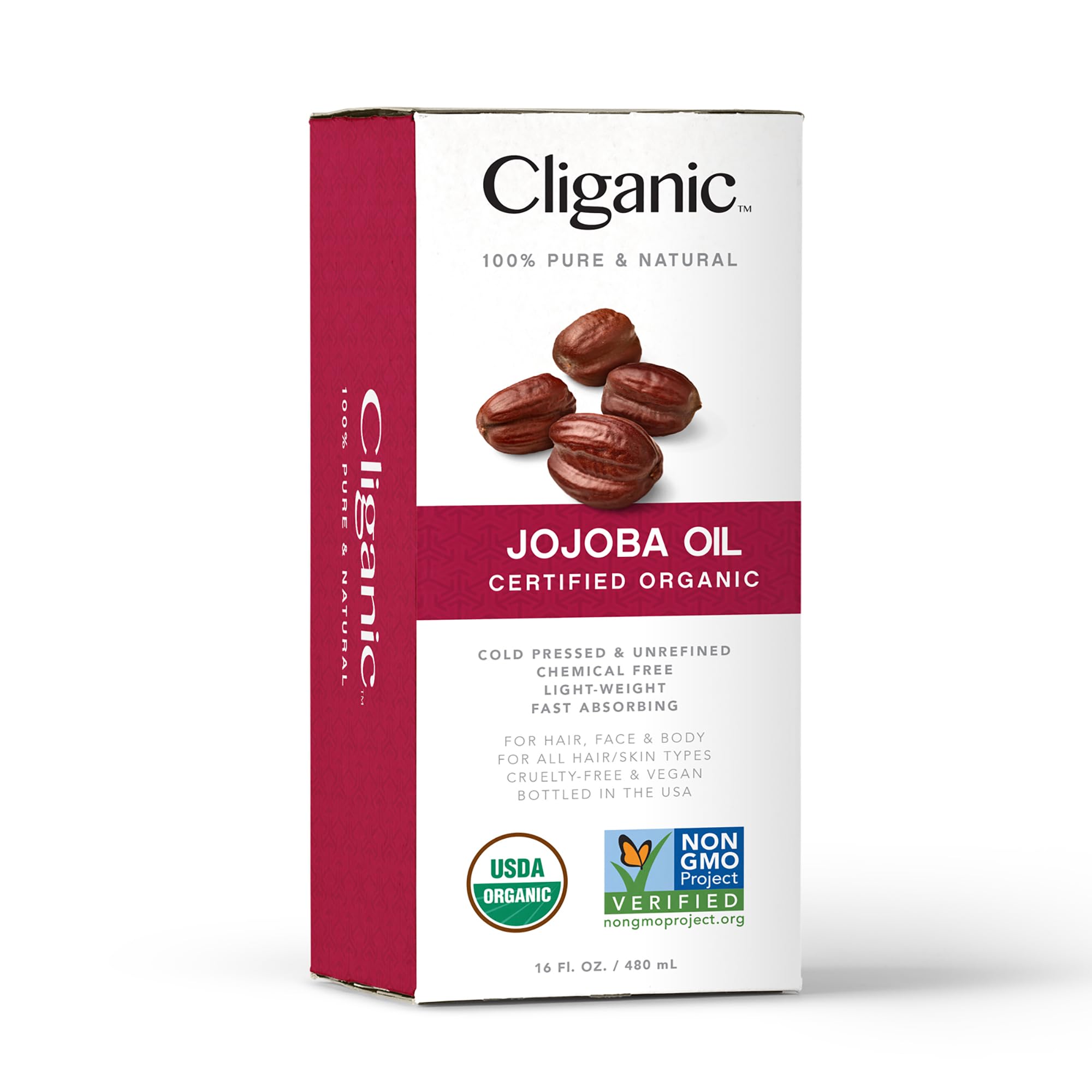 Cliganic USDA Organic Jojoba Oil 16oz with Pump, 100% Pure | Bulk, Moisturizing Oil Cliganic buy supplements canada