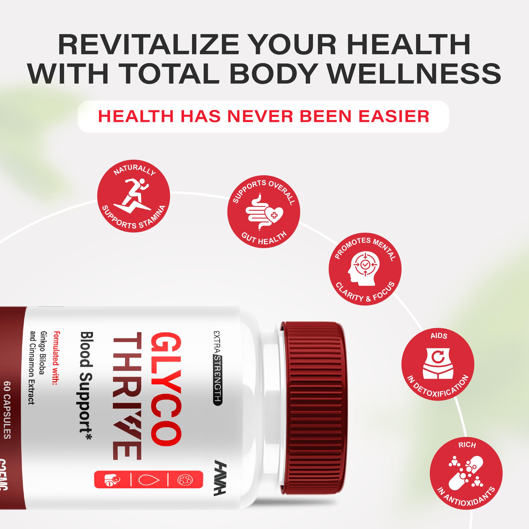 (2 Pack) Glyco Thrive Blood Support GlycoThrive Maximum Strength Capsules, Glyco Thrive Advanced Daily Multivitamin Health and Wellness Supplement, GlycoThrive Health Support Pills (120 Capsules) Havah buy supplements canada