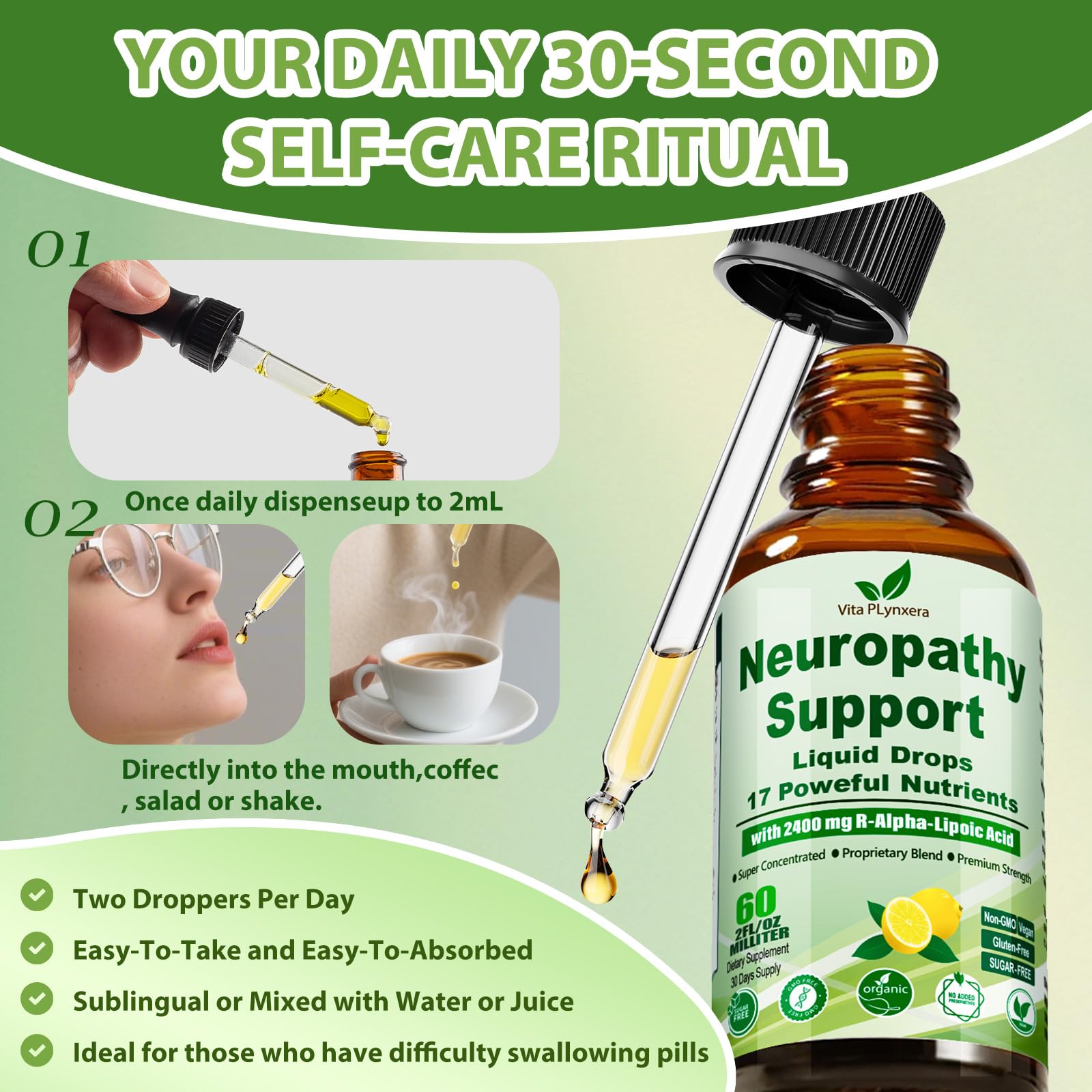 Neuropathy Supplements Liquid Drops, Advance 17-in-1 Stabilized R-Alpha Lipoic Acid (R-ALA) w. Acetyl L-Carnitine Vitamin B-Complex Magnesium, High Potency R-Lipoic Acid for Nerve Antioxidant Energy Vita PLynxera buy supplements canada