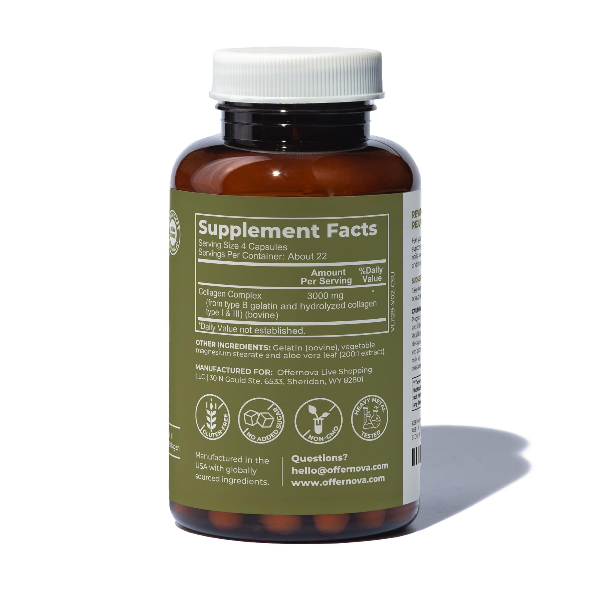 Offernova Collagen Ultra Hydrolyzed Collagen Supplements - 3000mg Anti Aging Bovine Collagen Peptides for Healthy Joints, Bones, Hair and Skin. Offernova buy supplements canada