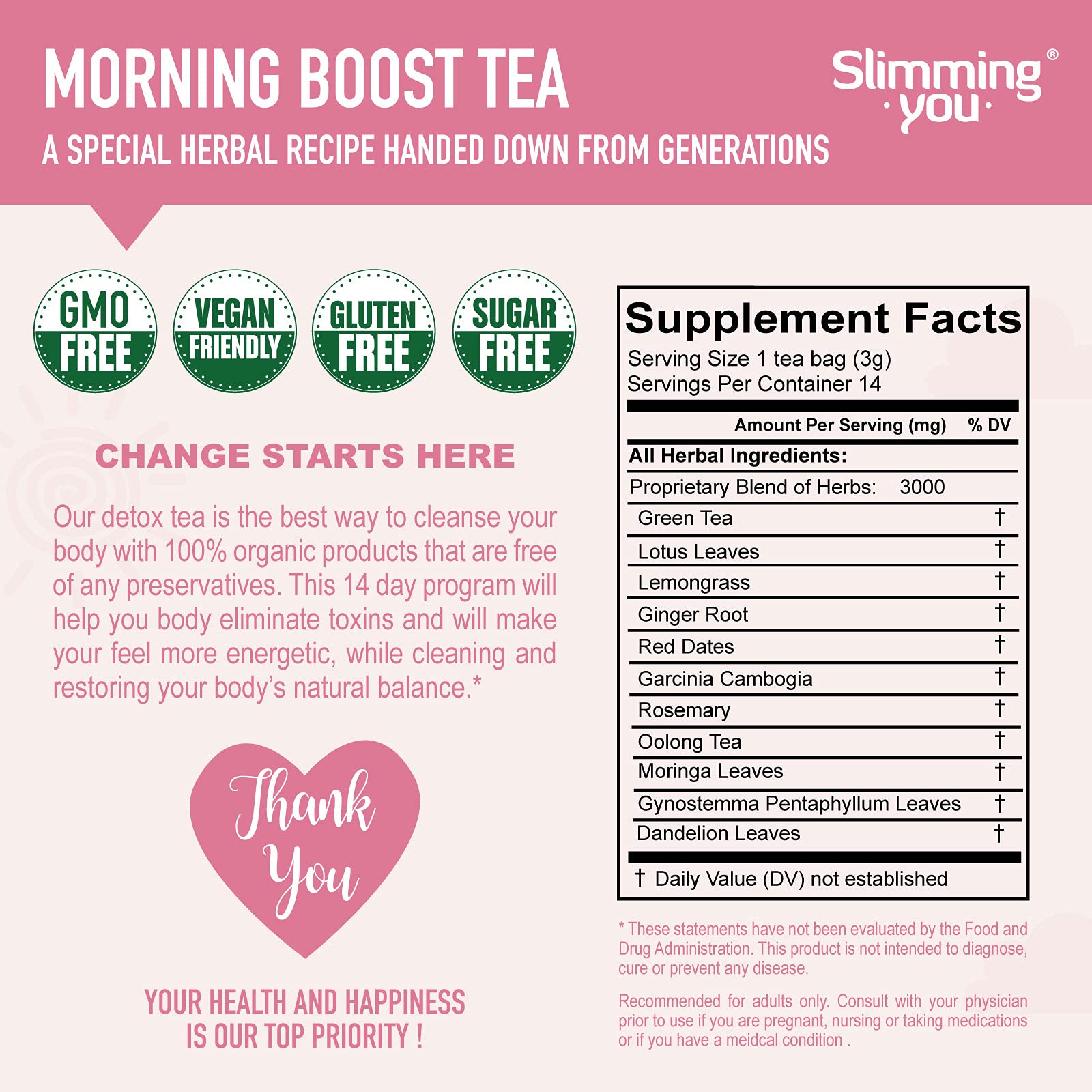 TAOISTEA 14 Day Detox Tea for Weight Loss, Body Cleanse, Metabolism Boost - Morning TAOISTEA buy supplements canada
