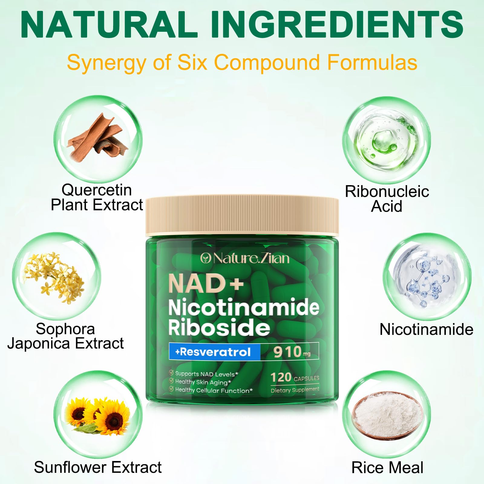 O NATURE . ZIRAN NAD Supplement - NAD+ Nicotinamide Riboside 910 Mg Supplement for Women & Men, Liposomal Nicotinamide Riboside with Resveratrol, for Focus, Boost - 120 Capsules O NATURE . ZIRAN buy supplements canada