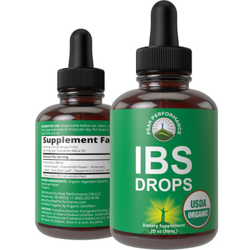 USDA Organic IBS Relief 5-in-1 Liquid Drops. for Ingestion, Bloating, Gas. Irritable Bowel Supplement with 5 Organic Ingredients. Peppermint Oil, Fennel Seed, Chamomile Flower, Rosemary, Holy Basil Peak Performance buy supplements canada