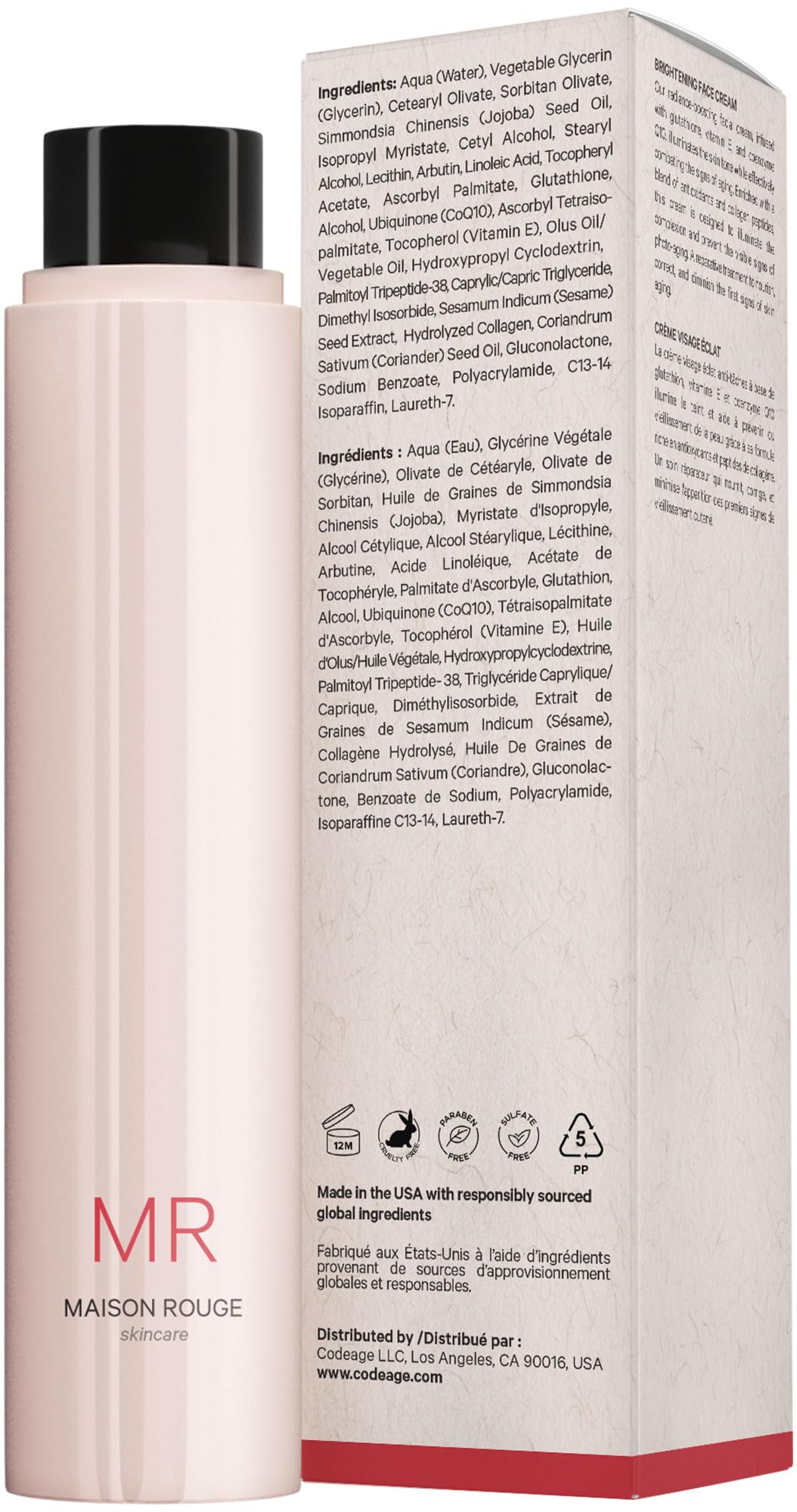 Codeage Maison Rouge Brightening Face Cream Refill Glutathione Cream, Collagen Peptides, Vitamin E, CoQ10 – Radiance & Antioxidant Complex – Paraben and Sulfates Free – Skin Care - 1.7 fl oz Codeage buy supplements canada