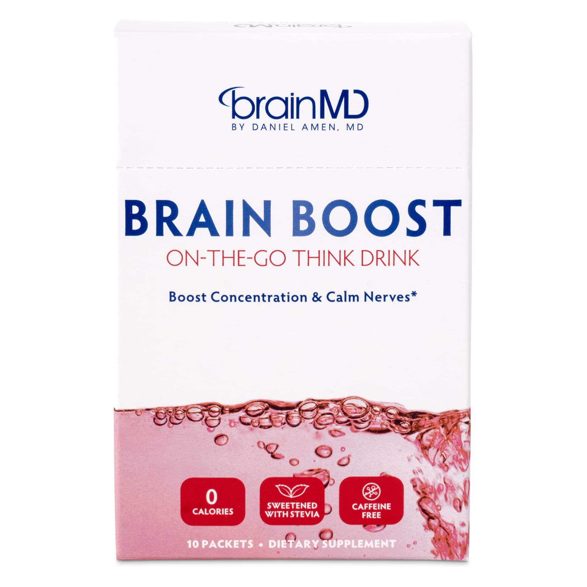 BRAINMD Dr Amen Brain Boost On The Go - 10 Packets, Berry Flavor - Nootropic Drink Powder, Promotes Focus, Clarity & Mental Energy - Caffeine Free, Gluten Free - 10 Servings BRAINMD buy supplements canada