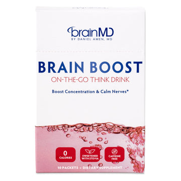 BRAINMD Dr Amen Brain Boost On The Go - 10 Packets, Berry Flavor - Nootropic Drink Powder, Promotes Focus, Clarity & Mental Energy - Caffeine Free, Gluten Free - 10 Servings BRAINMD buy supplements canada