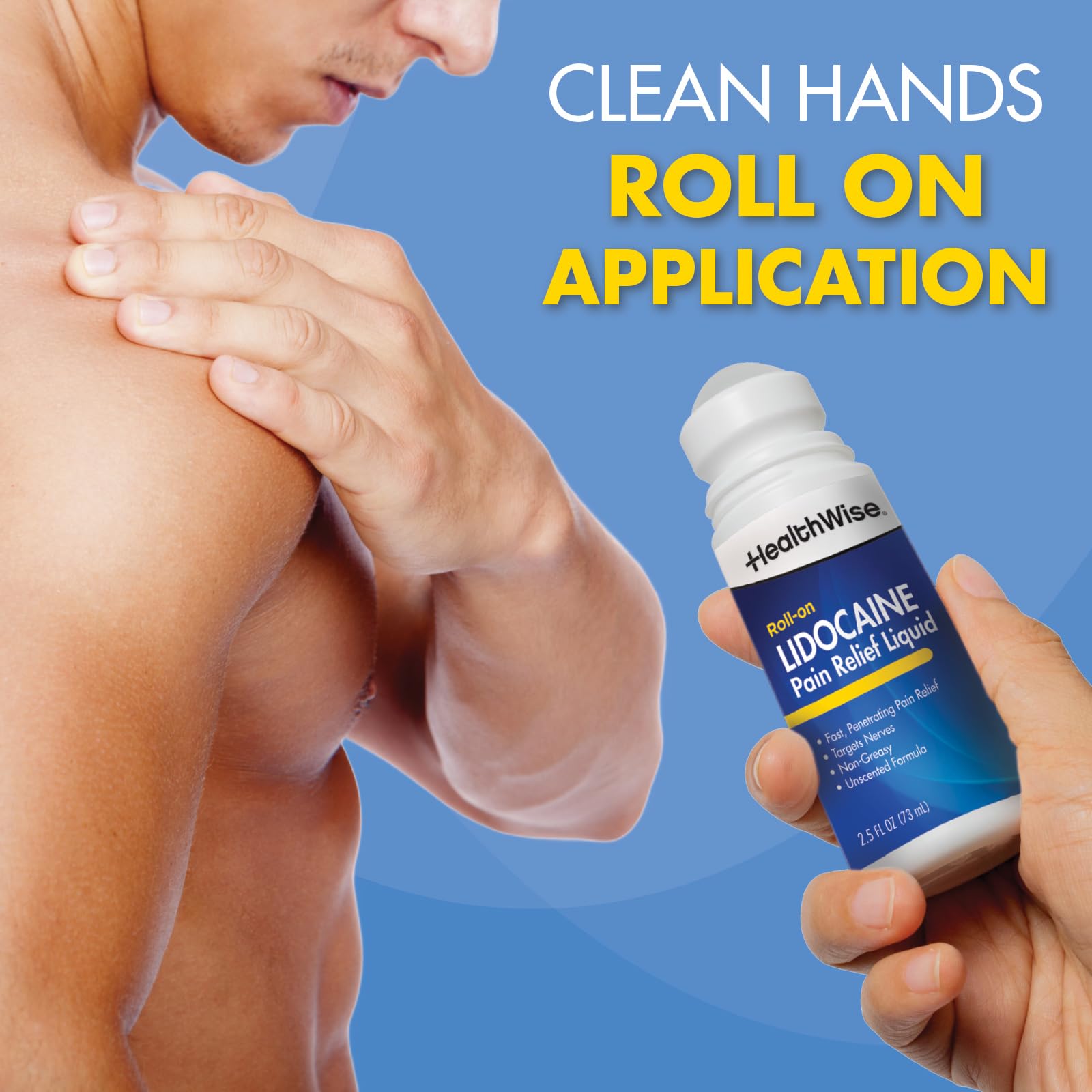 HealthWise 4% Lidocaine Roll-On | OTC Strength | Pain Relief Liquid | 2.5 oz. 73 mL | Non-Greasy, Unscented Formula | Topical Anesthetic HealthWise buy supplements canada