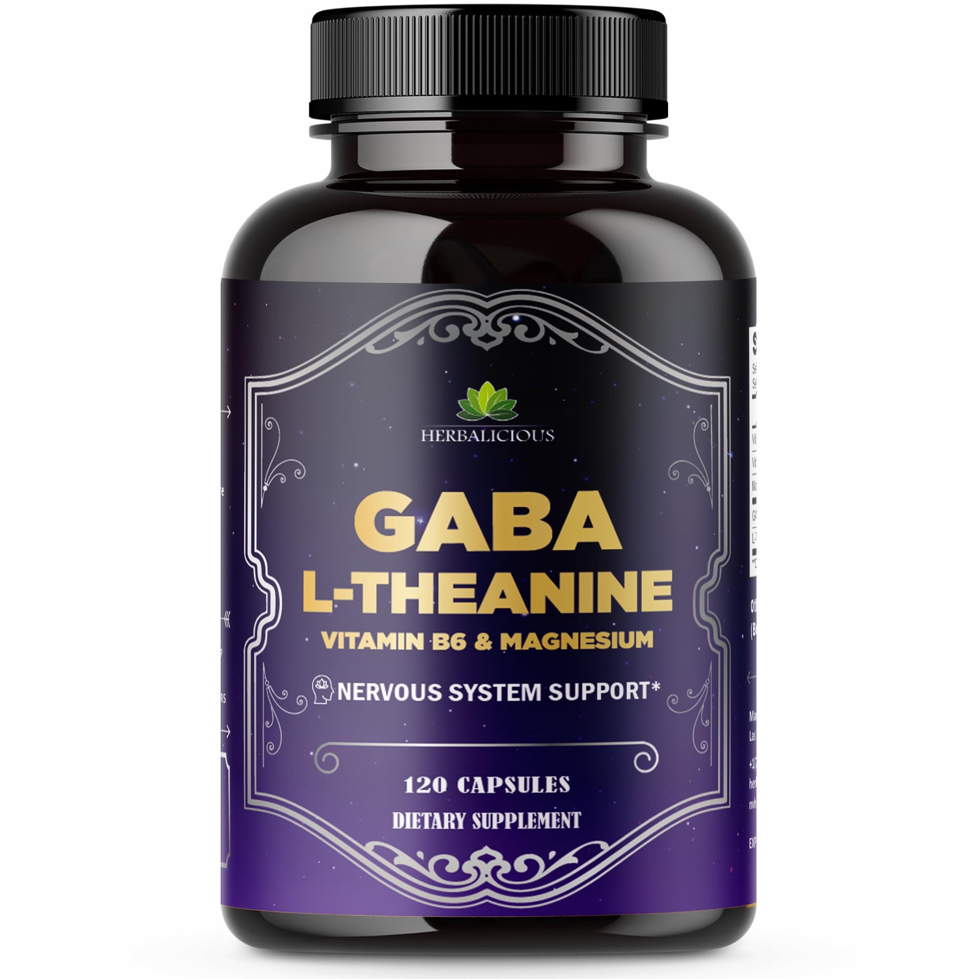 HERBALICIOUS GABA L-Theanine with Magnesium – Calm & Focus Support, Stress Relief, Relaxation + Mood Balance, Brain & Memory Support Supplement – Vitamin B6 + B12 Complex – 120 Capsules HERBALICIOUS buy supplements canada