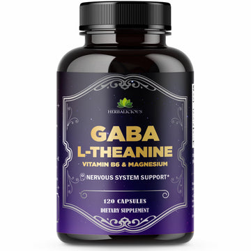 HERBALICIOUS GABA L-Theanine with Magnesium – Calm & Focus Support, Stress Relief, Relaxation + Mood Balance, Brain & Memory Support Supplement – Vitamin B6 + B12 Complex – 120 Capsules HERBALICIOUS buy supplements canada