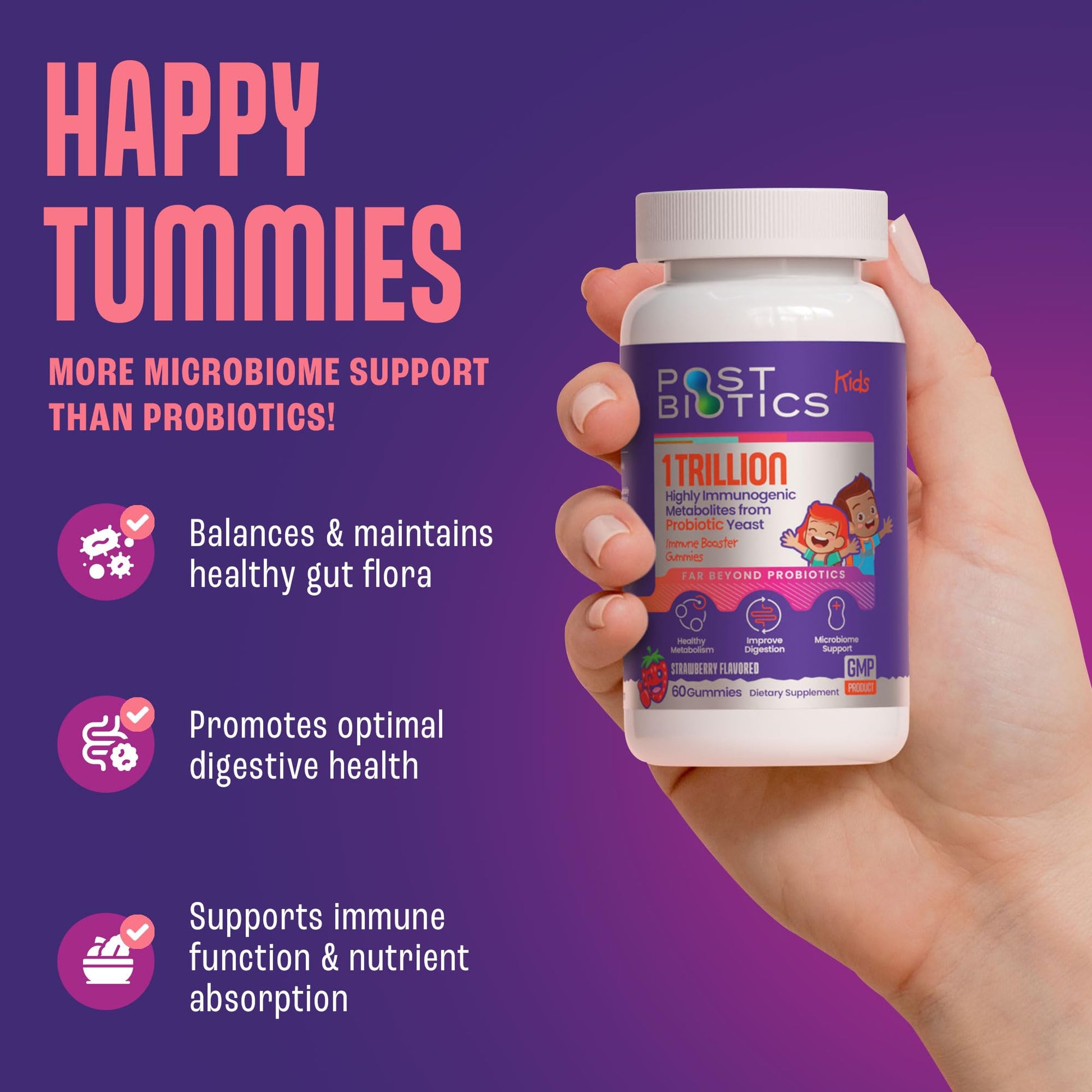 NAVEH PHARMA Postbiotics Kids Strawberry Gummies. Children’s Postbiotics, Ages 4+, 1 Trillion metabolites 200X Ingredients Than Probiotic Or Prebiotic. Gut Health, Immunity, Digestion & Microbiome NAVEH PHARMA buy supplements canada