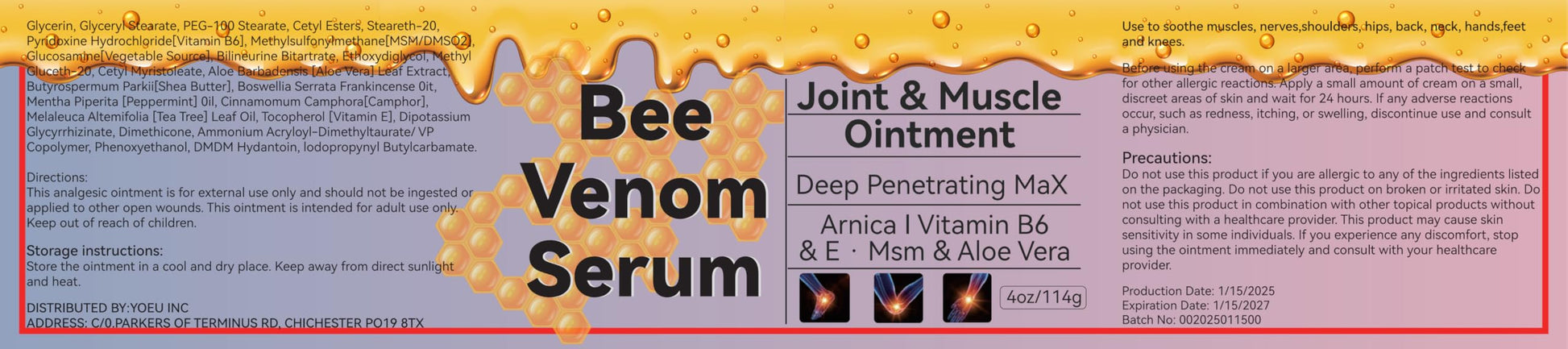Cedonivor Bee Venom Cream, Joint & Muscle Soothing, Professional Bee Venom Joint Cream,Joint Gel - Specially for for Back, Neck, Hands, Knee Cedonivor buy supplements canada