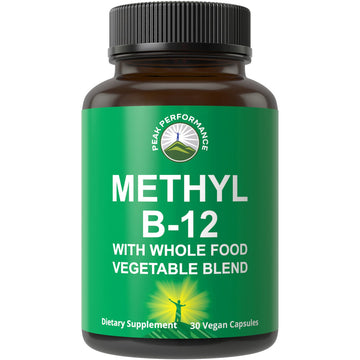 Methyl B12 Vitamin + Whole Food Blend of 25 Vegetables and Fruits for Max Absorption. Vegan Vitamin B12 Methylcobalamin - Methyl B-12 Supplement for Energy, Focus and Relief. 30 Day Supply Capsules Peak Performance buy supplements canada