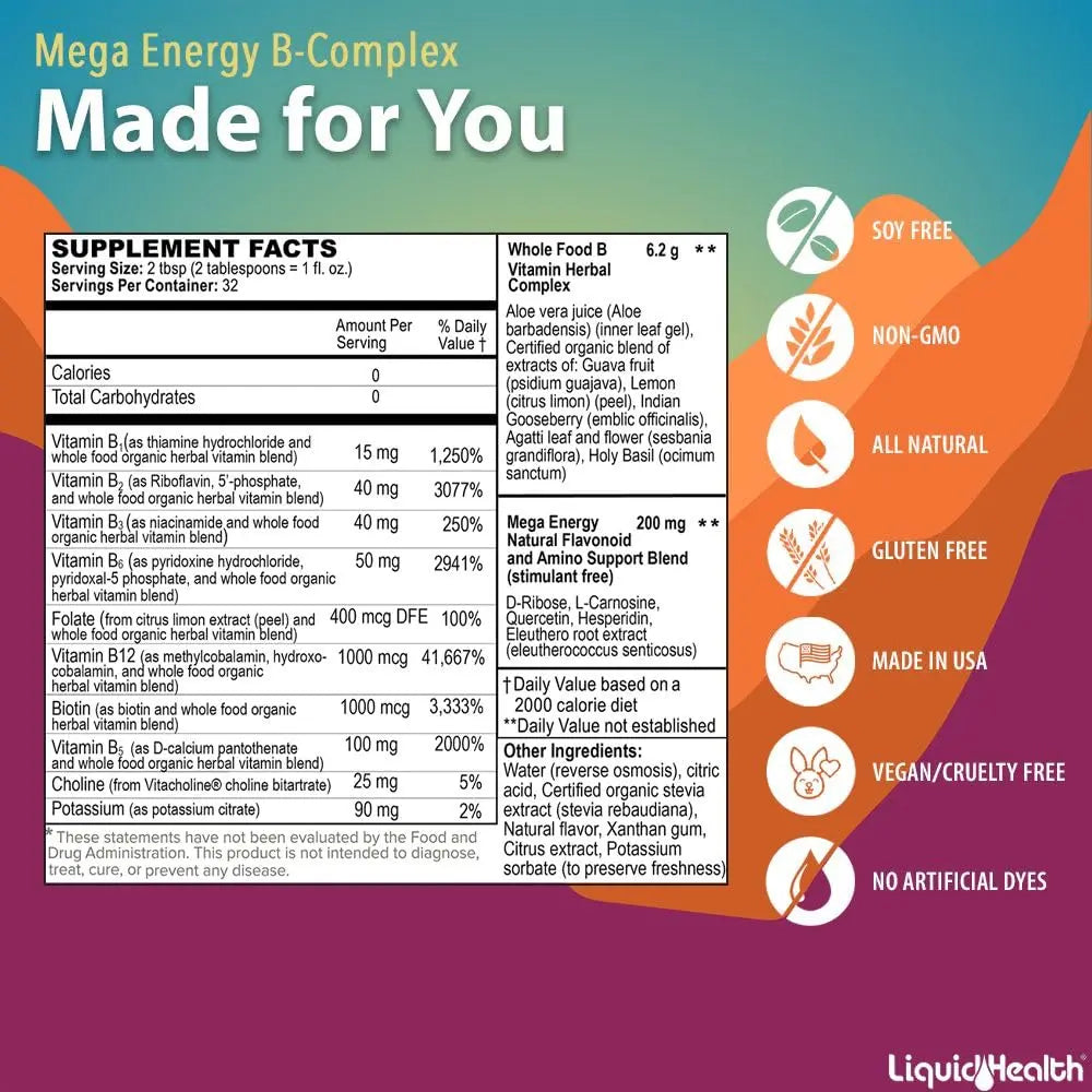 LIQUIDHEALTH Complete Multiple & Mega Energy B-Complex Daily Liquid Vitamins Bundle for Adults - Immune System Support, Increase Energy, Gut & Heart Health LIQUIDHEALTH buy supplements canada