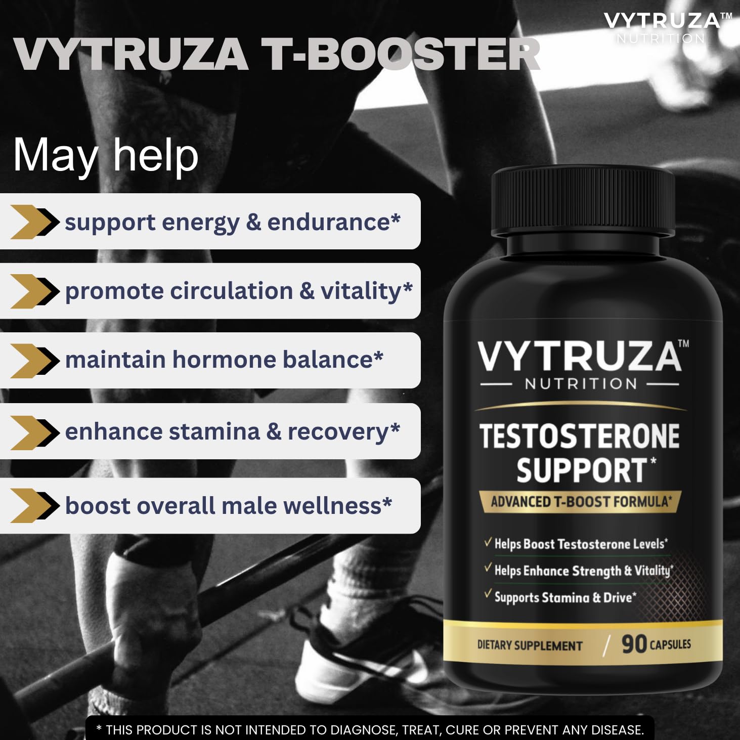 VYTRUZA Nutrition Advanced T-Boost Formula Test Support Capsules, Premium Ingredients, Energy, Strength Support Supplement for Men, 90 Capsules VYTRUZA buy supplements canada