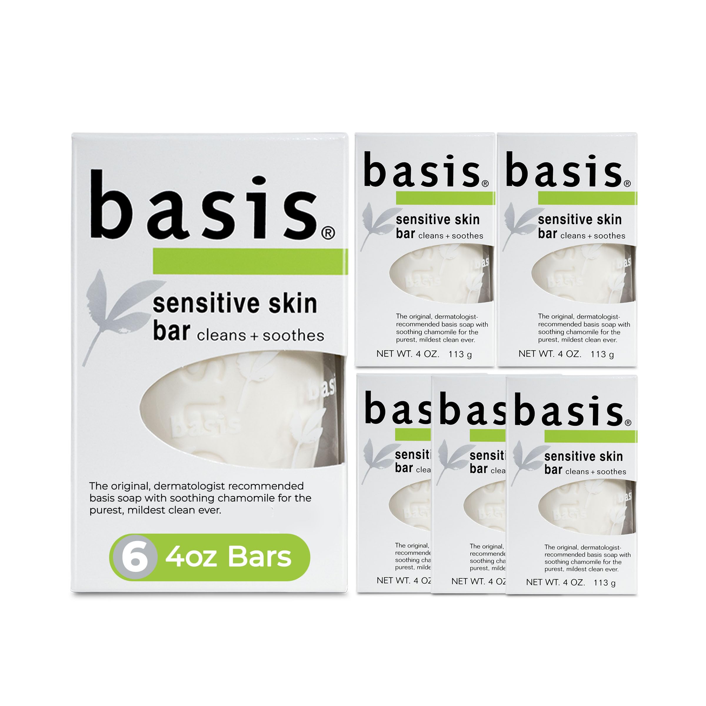 Basis Sensitive Skin Bar Soap for Body, Hands and Face, Unscented Soap Bar for Sensitive Skin with Chamomile and Aloe Vera Basis buy supplements canada