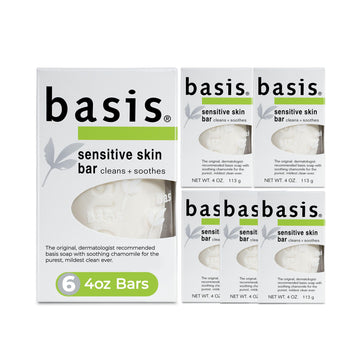 Basis Sensitive Skin Bar Soap for Body, Hands and Face, Unscented Soap Bar for Sensitive Skin with Chamomile and Aloe Vera Basis buy supplements canada