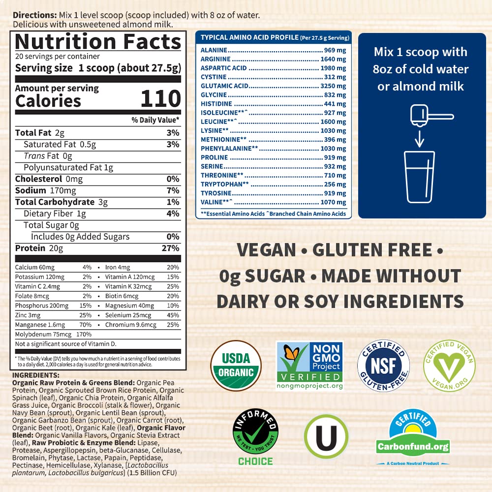 Garden of Life Raw Organic Protein & Greens Vanilla - Vegan Protein Powder Garden of Life buy supplements canada