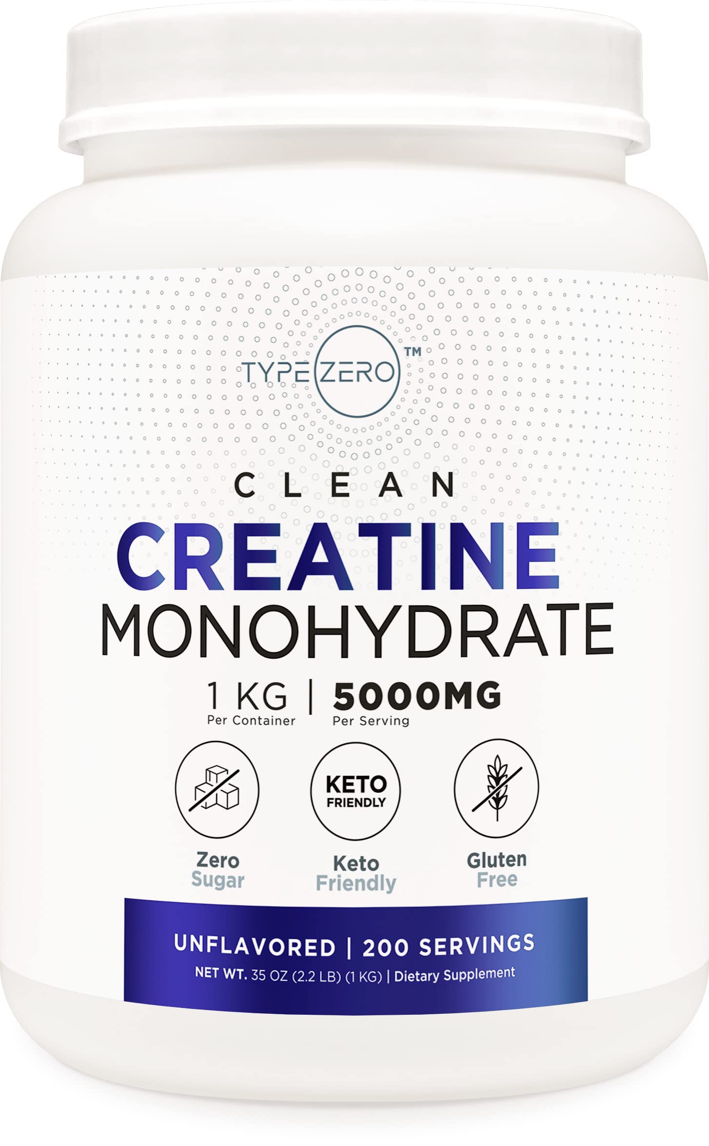Type Zero Creatine Monohydrate (Unflavored) 1 KG, 5000mg (5g) Per Serving, Micronized, Zero Sugar, Keto Friendly & Gluten Free, 200 Servings Type Zero buy supplements canada