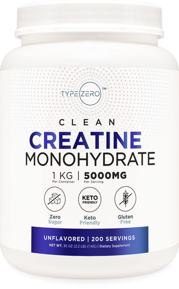 Type Zero Creatine Monohydrate (Unflavored) 1 KG, 5000mg (5g) Per Serving, Micronized, Zero Sugar, Keto Friendly & Gluten Free, 200 Servings Type Zero buy supplements canada