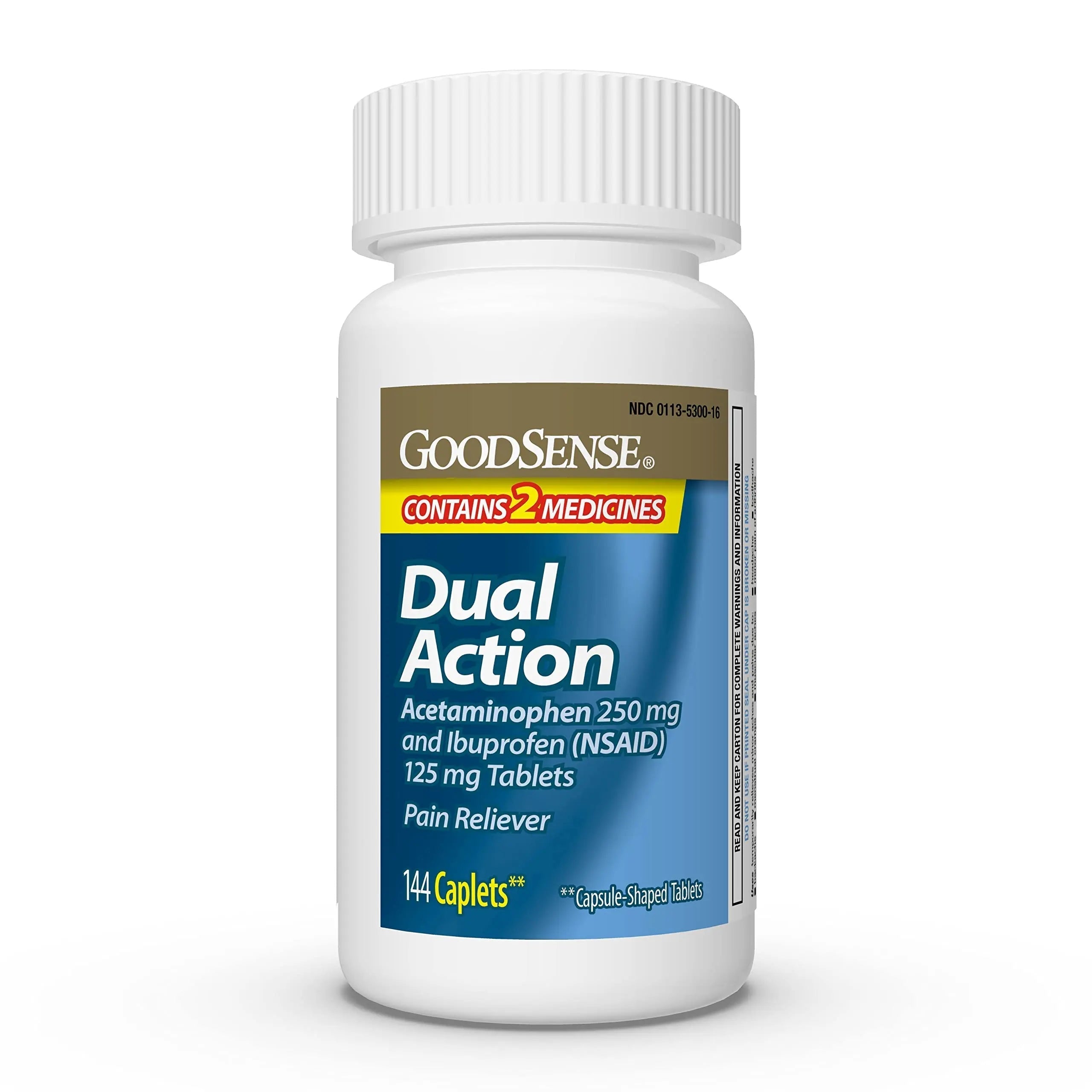 GoodSense Dual Action Acetaminophen 250 mg and Ibuprofen (NSAID) 125 mg Tablets, Pain Reliever for Headache Relief, Arthritis Pain Relief and More, 144 Count GoodSense buy supplements canada