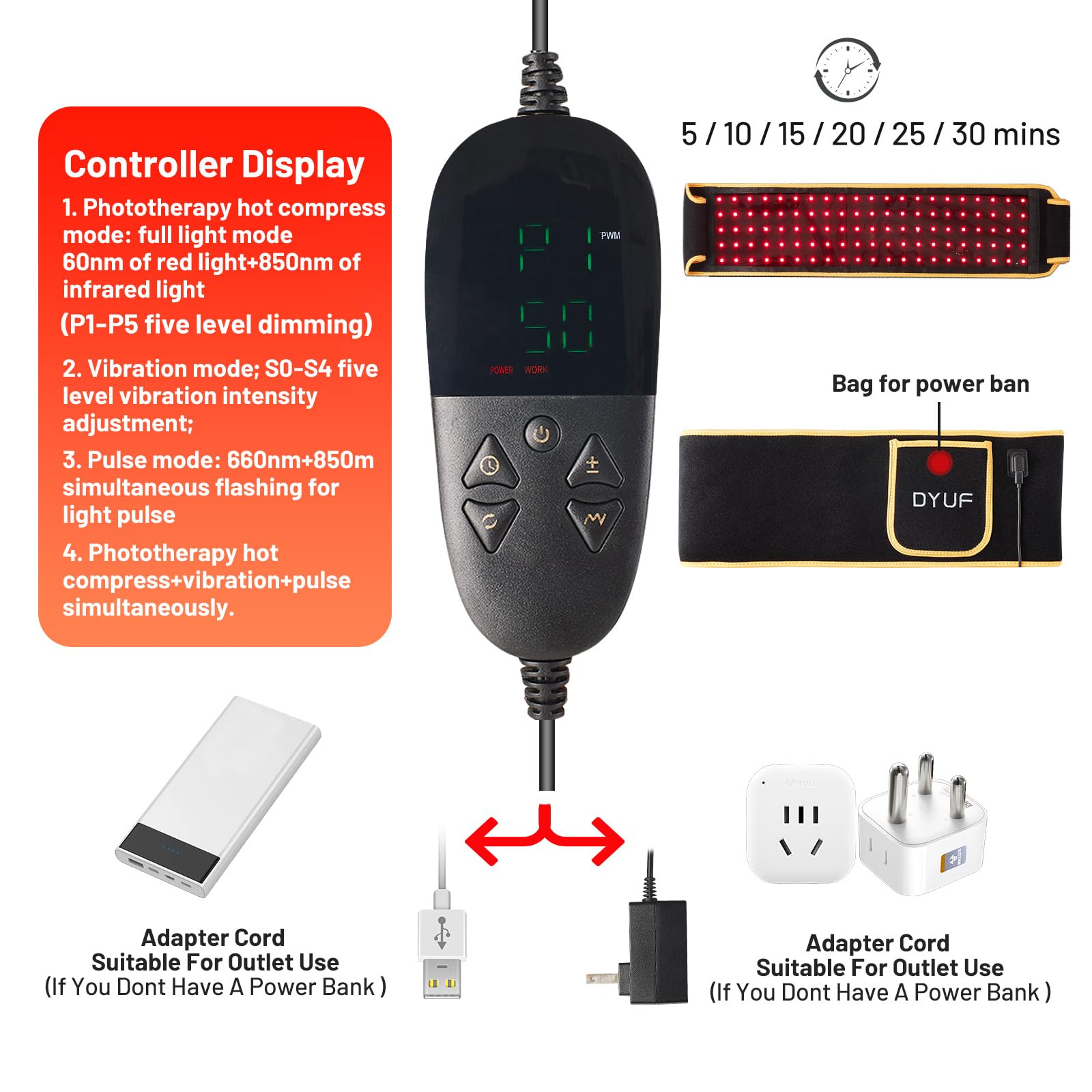 Red Light Therapy Belt DYUF Infrared Light Therapy : Muscle Recovery, Pain Relief, and Healing Device DYUF buy supplements canada