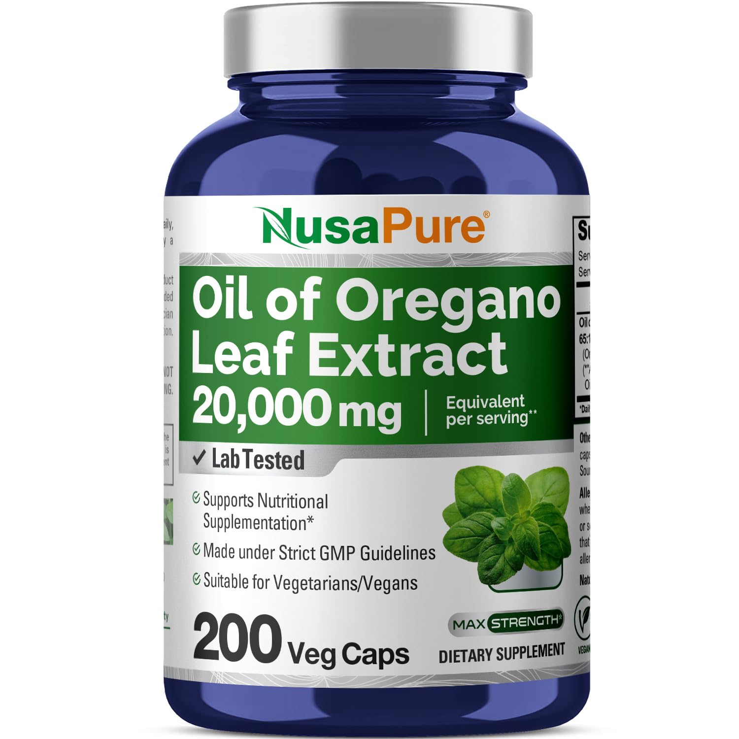 NusaPure Oregano Oil Extract 20000mg | 200 Veggie Powder Capsules | Naturally Occurring Carvacrol | Non-GMO and Vegan Extract 65:1 NusaPure buy supplements canada
