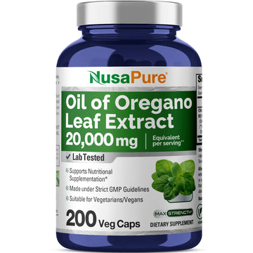 NusaPure Oregano Oil Extract 20000mg | 200 Veggie Powder Capsules | Naturally Occurring Carvacrol | Non-GMO and Vegan Extract 65:1 NusaPure buy supplements canada