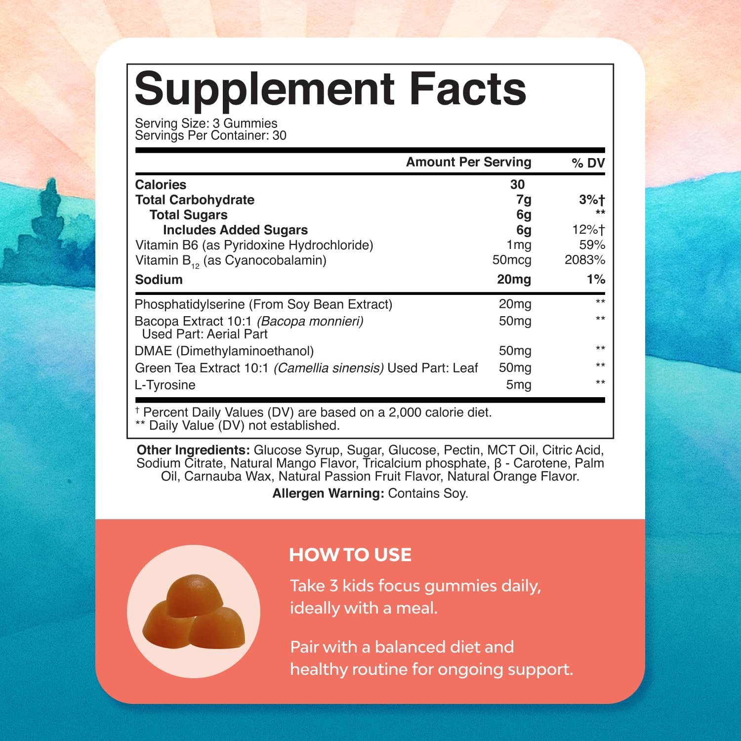 Kids Focus Gummies - Nootropics Brain Support Supplement for Kids with Green Tea Extract, B6 & B12 Vitamins for Memory and Brain Focus - Herbal Concentration Chews for Children - 90 Count Natures Craft buy supplements canada