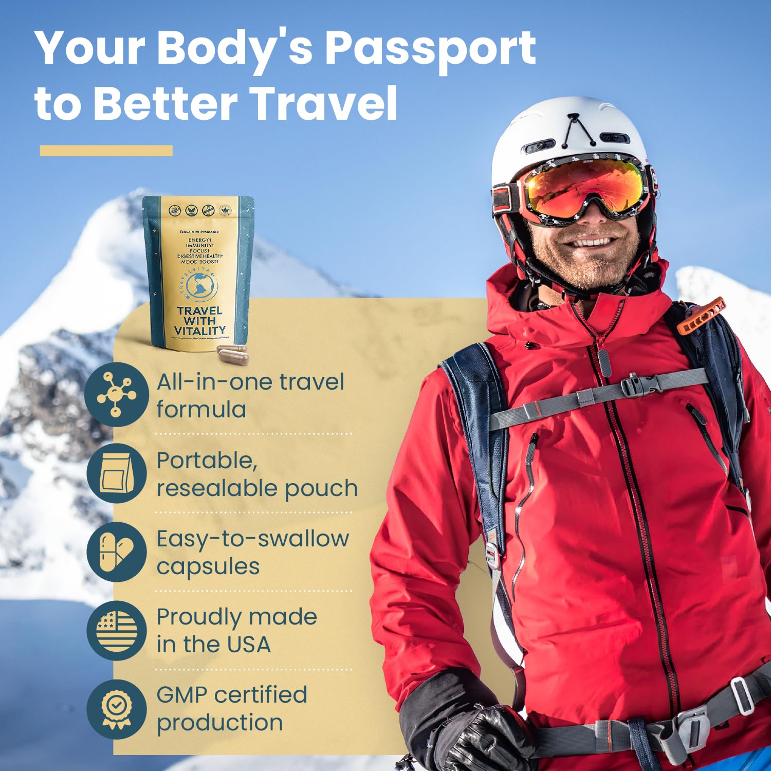 Natural Travel Pills - Traveling Supplement for Jet Lag Relief, Digestion, Immunity, Energy, Sleep, Circulation - Vacation and Long Flight Essentials for Men and Women - 30 Day Supply TravelVita buy supplements canada