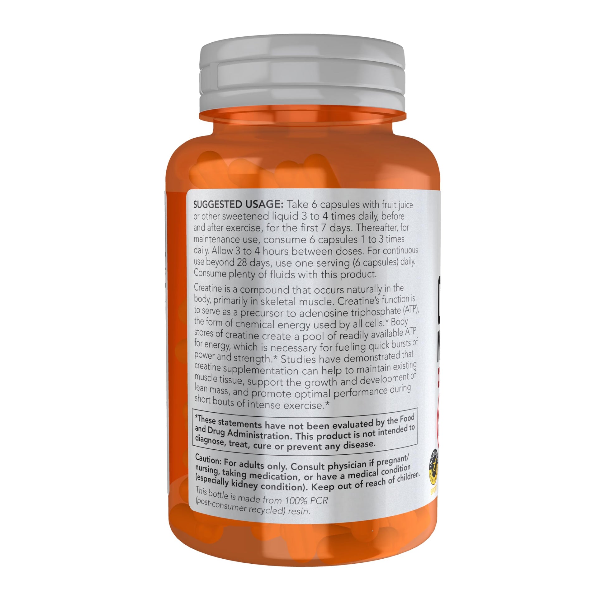 NOW Foods Sports Nutrition, Creatine Monohydrate 750 mg, Mass Building*/Energy Production*, 120 Veg Capsules NOW Foods buy supplements canada