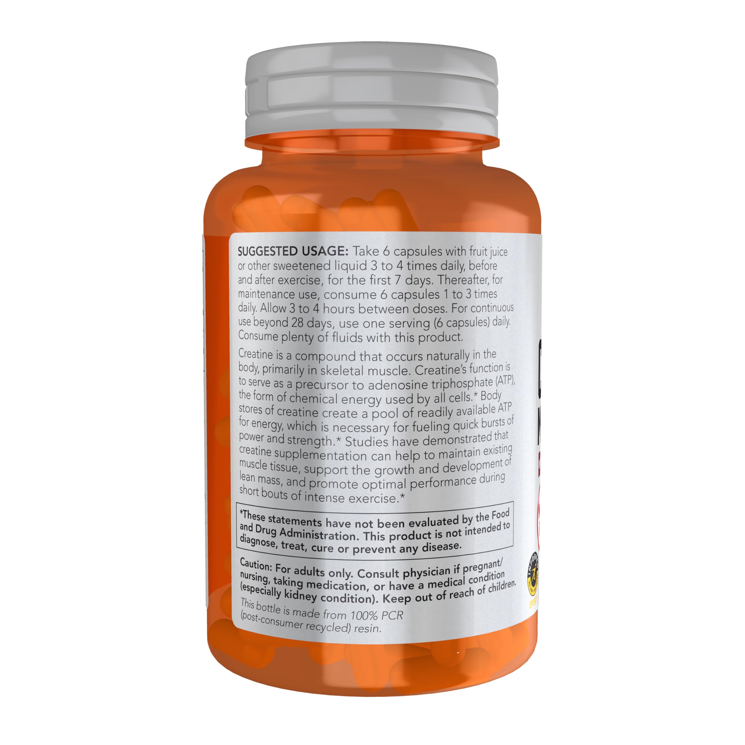 NOW Foods Sports Nutrition, Creatine Monohydrate 750 mg, Mass Building*/Energy Production*, 120 Veg Capsules NOW Foods buy supplements canada