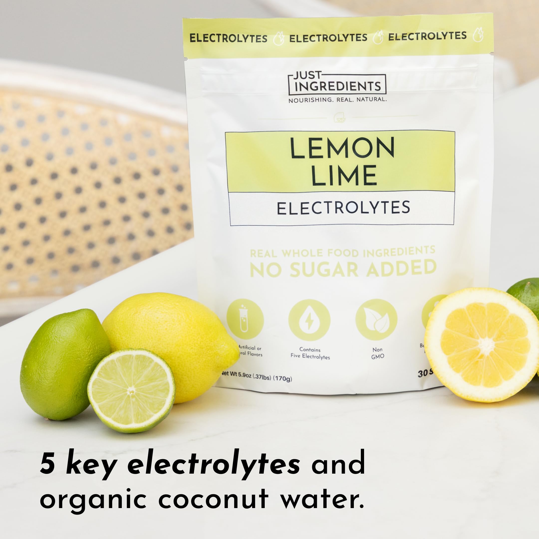 Lemon Lime Electrolytes – 30‑Serving Hydration Drink Mix with Coconut Water, Sea Salt, and Trace Minerals – Supports Energy, Recovery, and Electrolyte Balance* JUST INGREDIENTS buy supplements canada