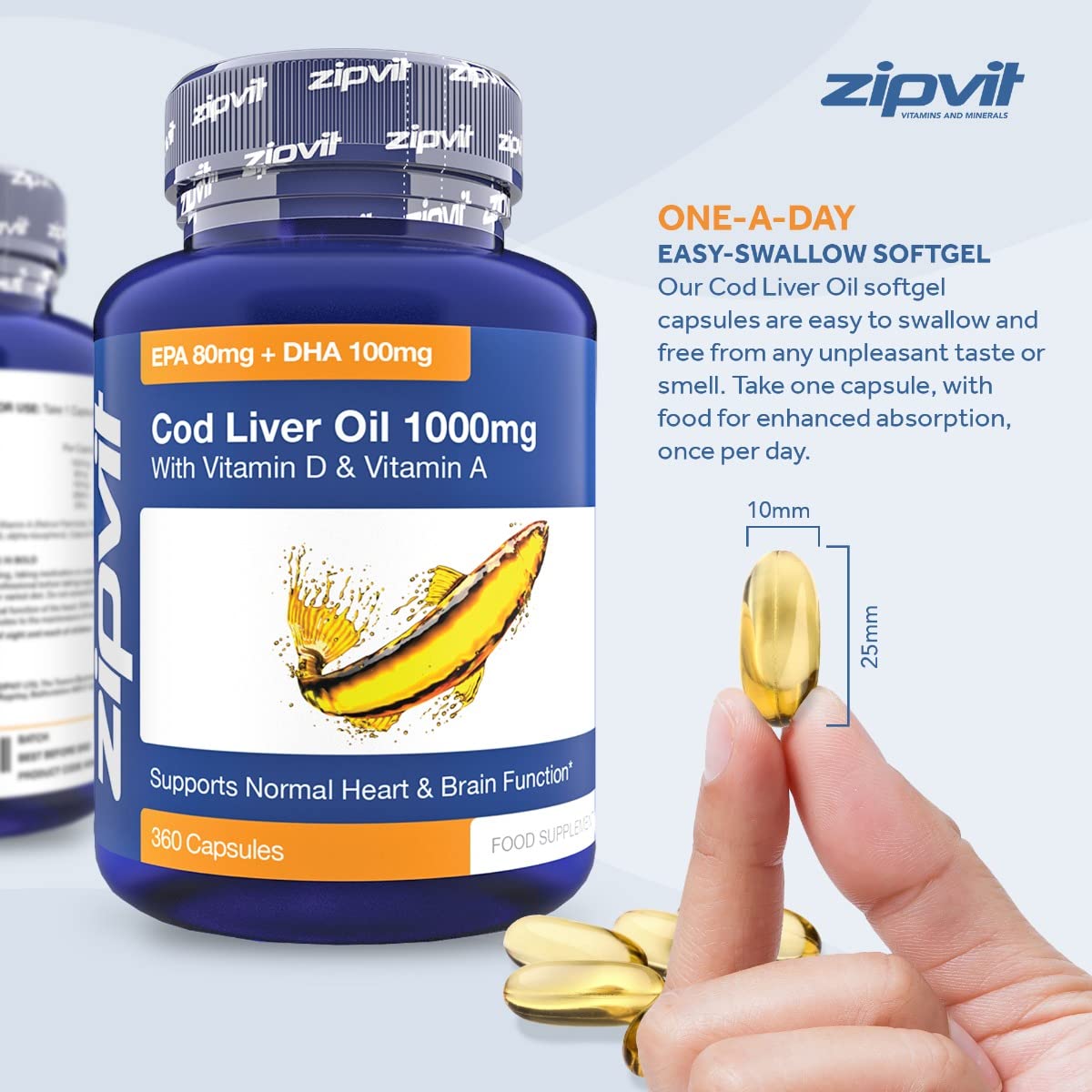Cod Liver Oil 1000mg, 360 Capsules of High Strength Fish Oil, Rich in Omega 3. Supports Zipvit buy supplements canada