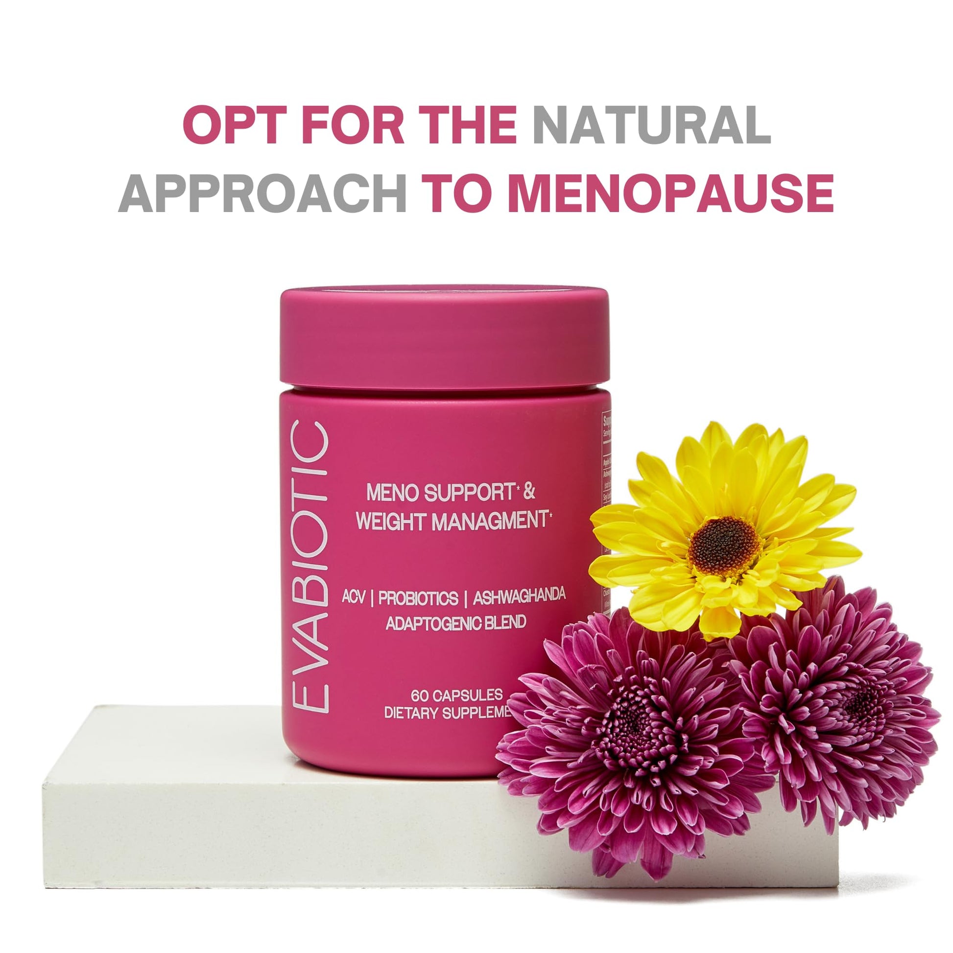 Complete Menopause Vitamins - Ashwaghanda, Probiotics, ACV for Weight Management, Hot Flashes, Night Sweats, Bloat, Hormone Balance - Vegan 60 Caps Menopause Supplements for Women Non-GMO EVABIOTIC buy supplements canada