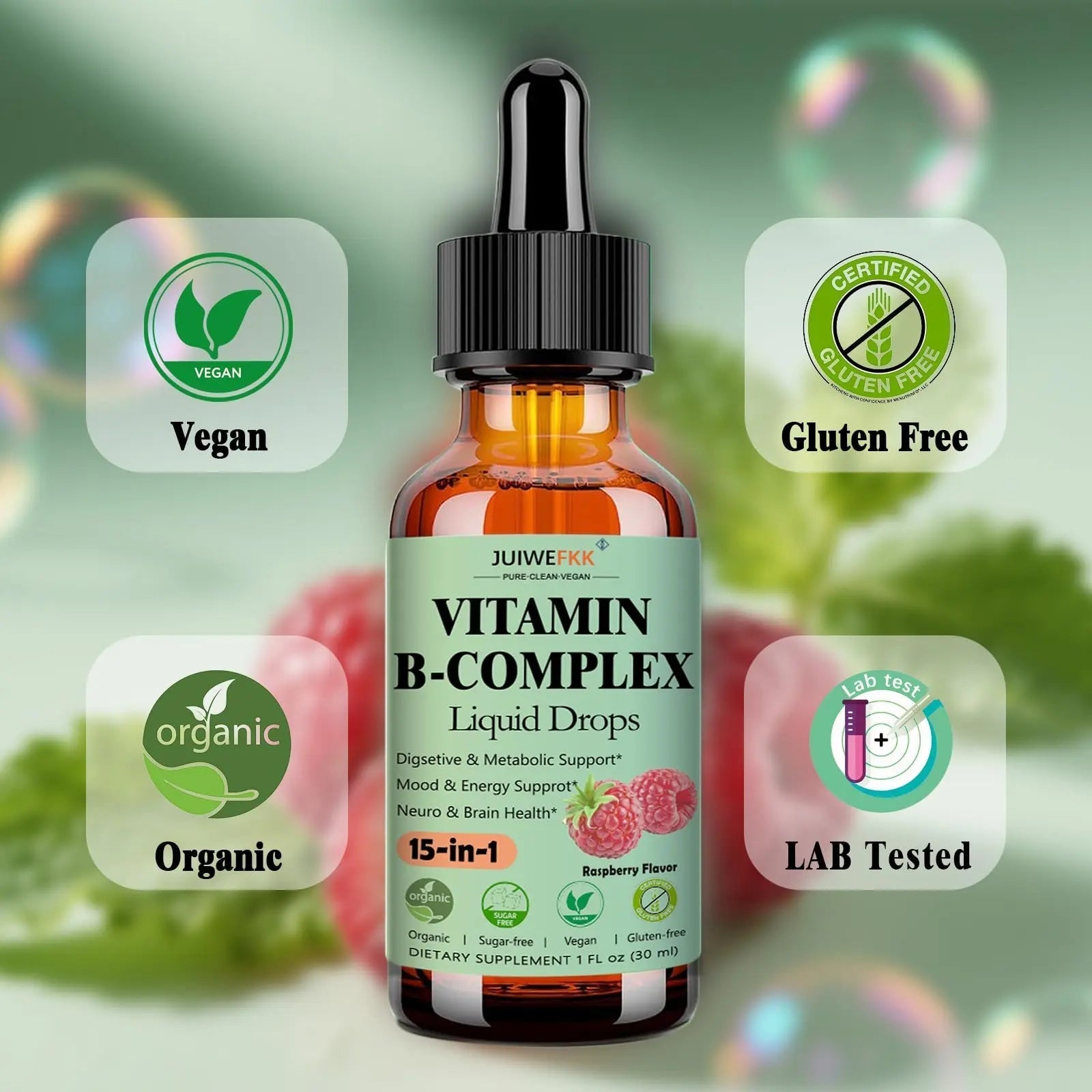 Vitamin B Complex Liquid Drops for Women Men & Kids, 15-in-1 VIT B Complex with Vitamin C B12 B6 B1 Niacin Folate Magnesium JUIWEFKK buy supplements canada