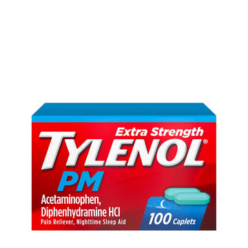 Tylenol PM Extra Strength Nighttime Pain Reliever & Sleep Aid Caplets, Fast, Strong Pain Relief, 500 mg Acetaminophen & 25 mg Diphenhydramine HCl, Non-Habit Forming Medicine for Aches & Cramps, 100 Ct Tylenol buy supplements canada