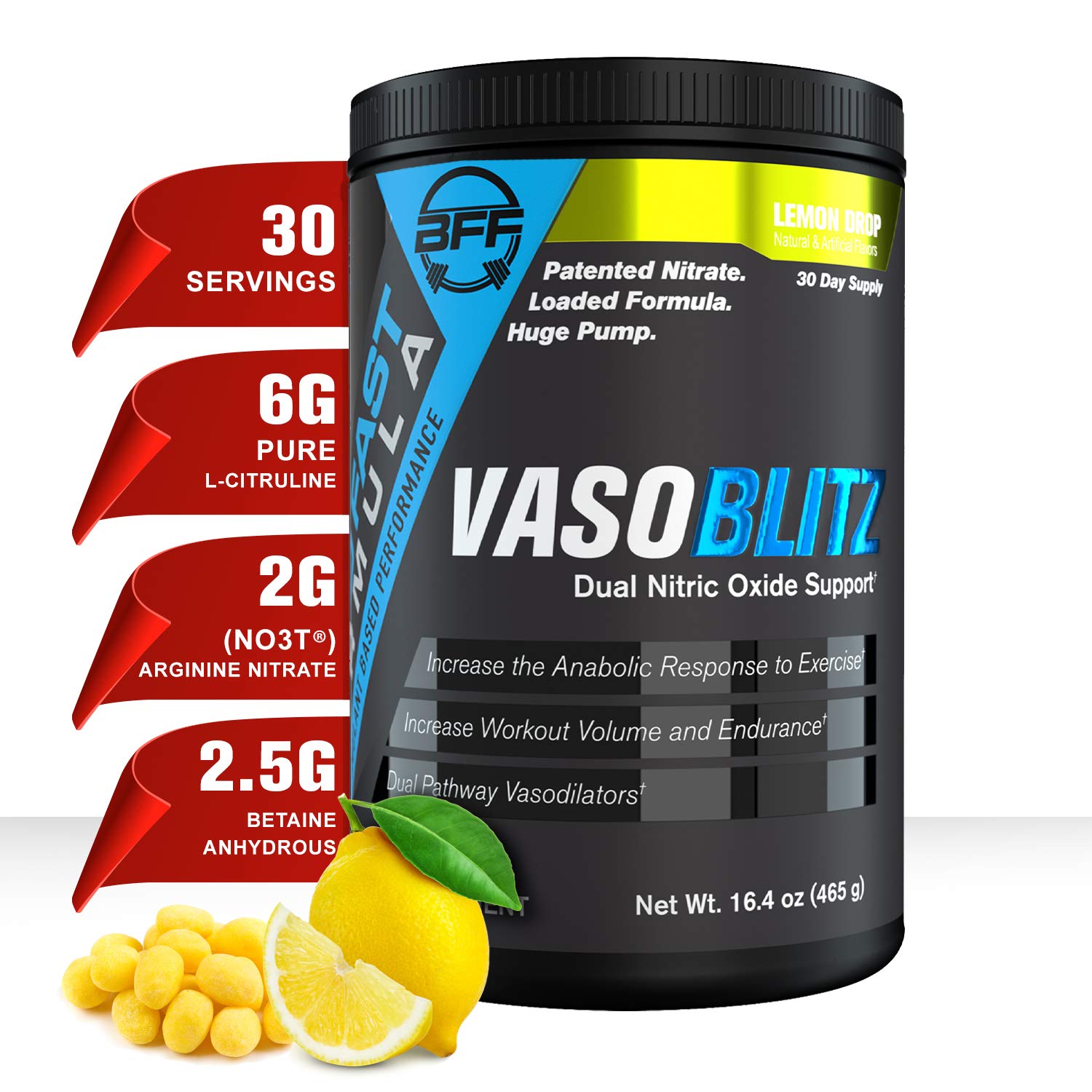 VASOBLITZ Award Winning Dual Nitric Oxide Pre Workout with NO3T Arginine Nitrate BFF Build Fast Formula buy supplements canada