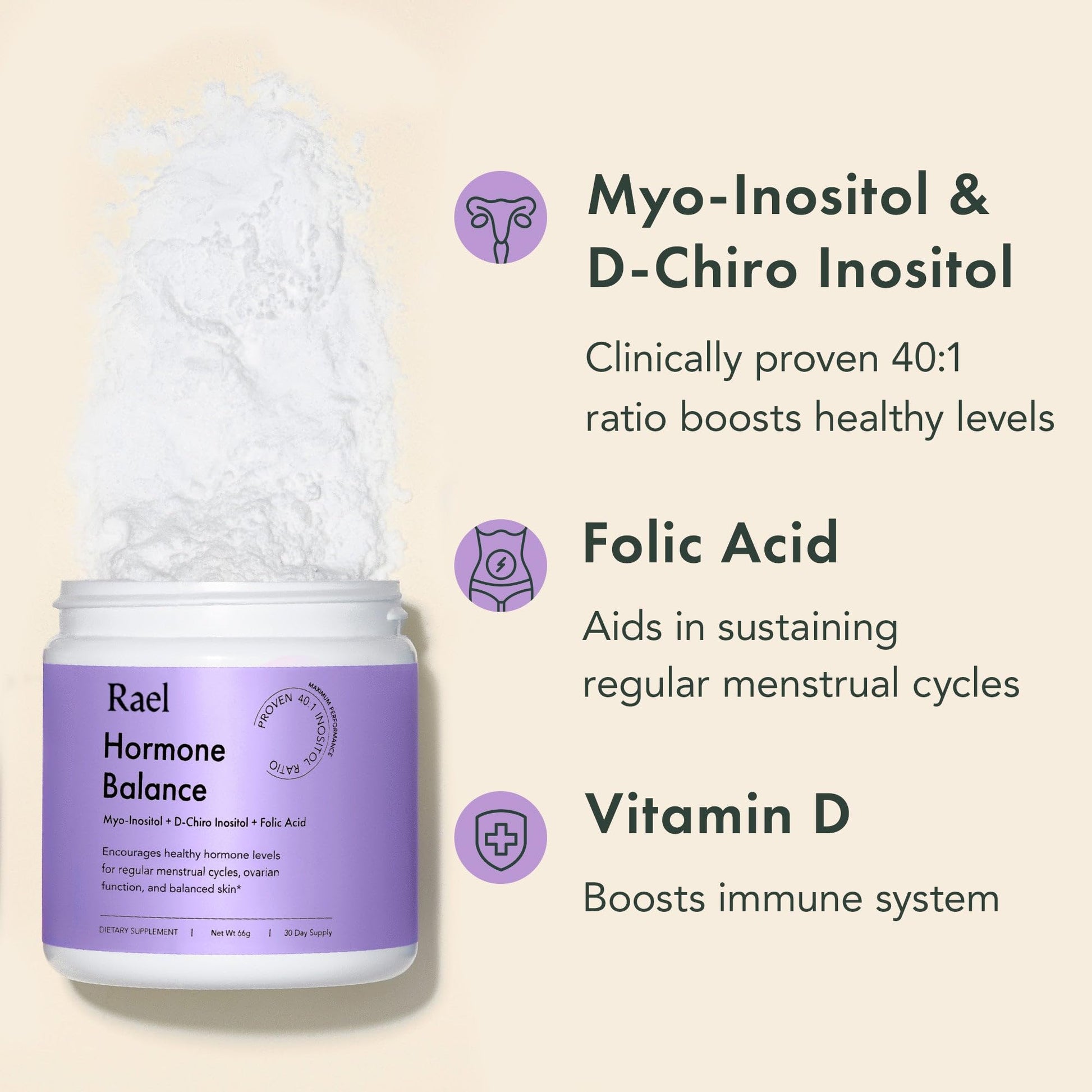 Rael Hormone Balance for Women, Myo Inositol Powder - Myo-Inositol & D-Chiro Inositol Rael buy supplements canada
