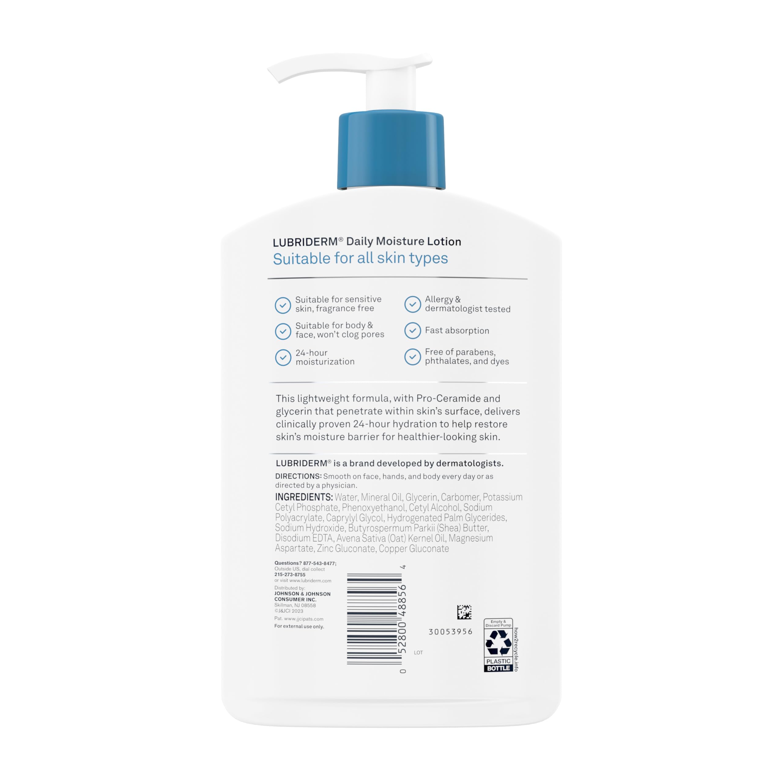 Lubriderm Fragrance Free Daily Moisture Lotion + Pro-Ceramide, Shea Butter & Glycerin, Face, Hand & Body Lotion for Sensitive Skin Lubriderm buy supplements canada